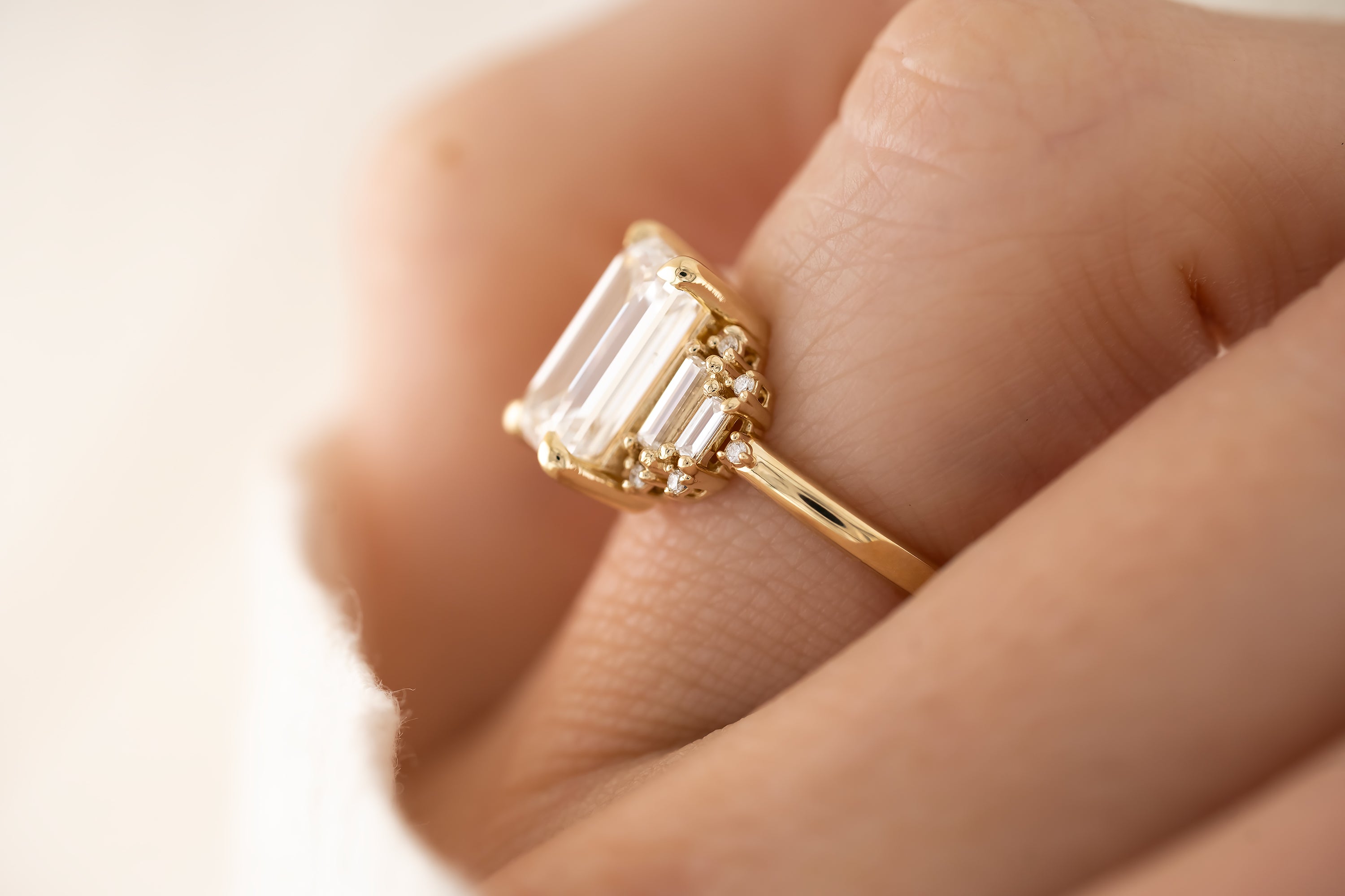 The Soleil Ring | 3 CT Emerald Cut Lab Diamond - Lavender Creek Gems
