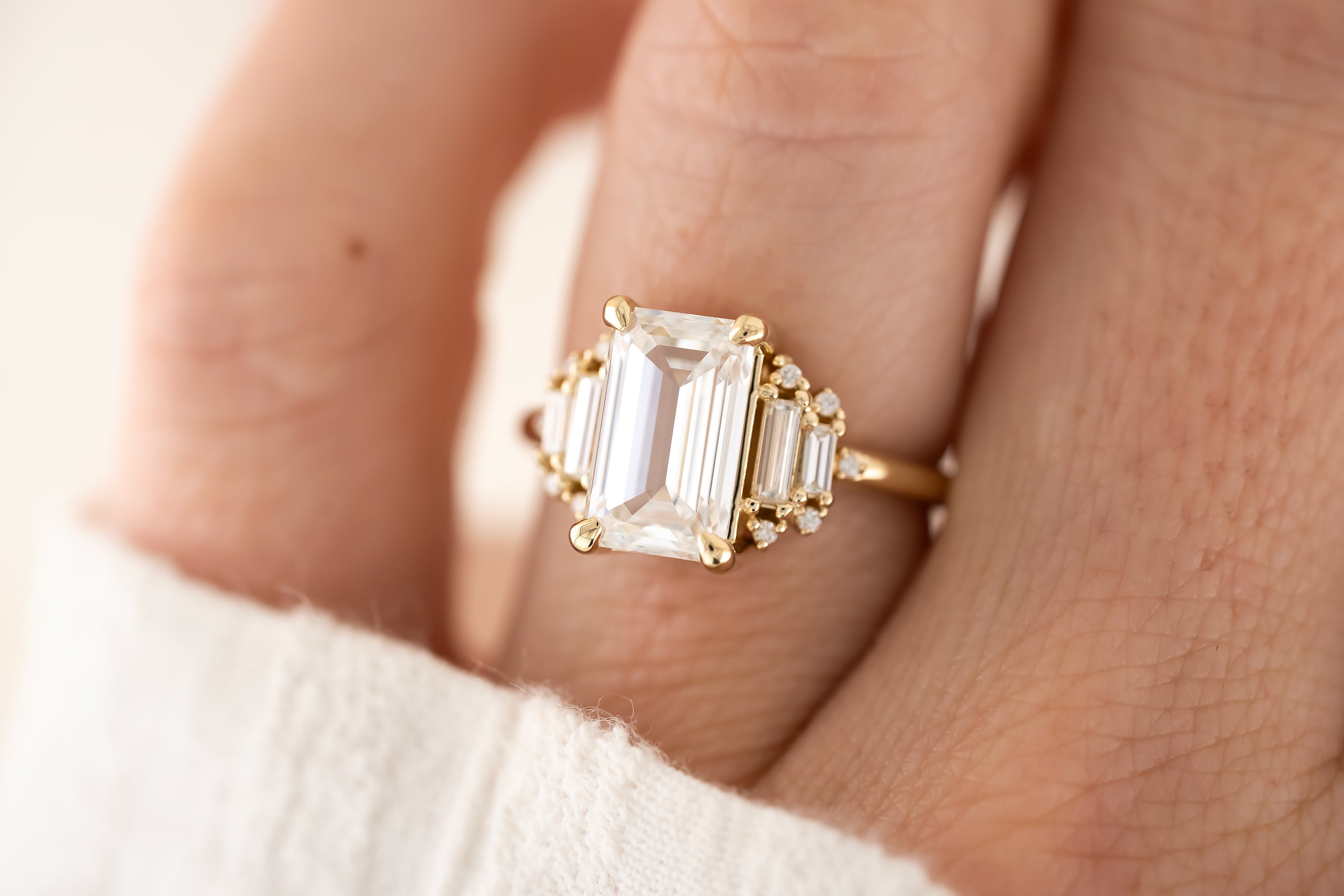 The Soleil Ring | 3 CT Emerald Cut Lab Diamond - Lavender Creek Gems