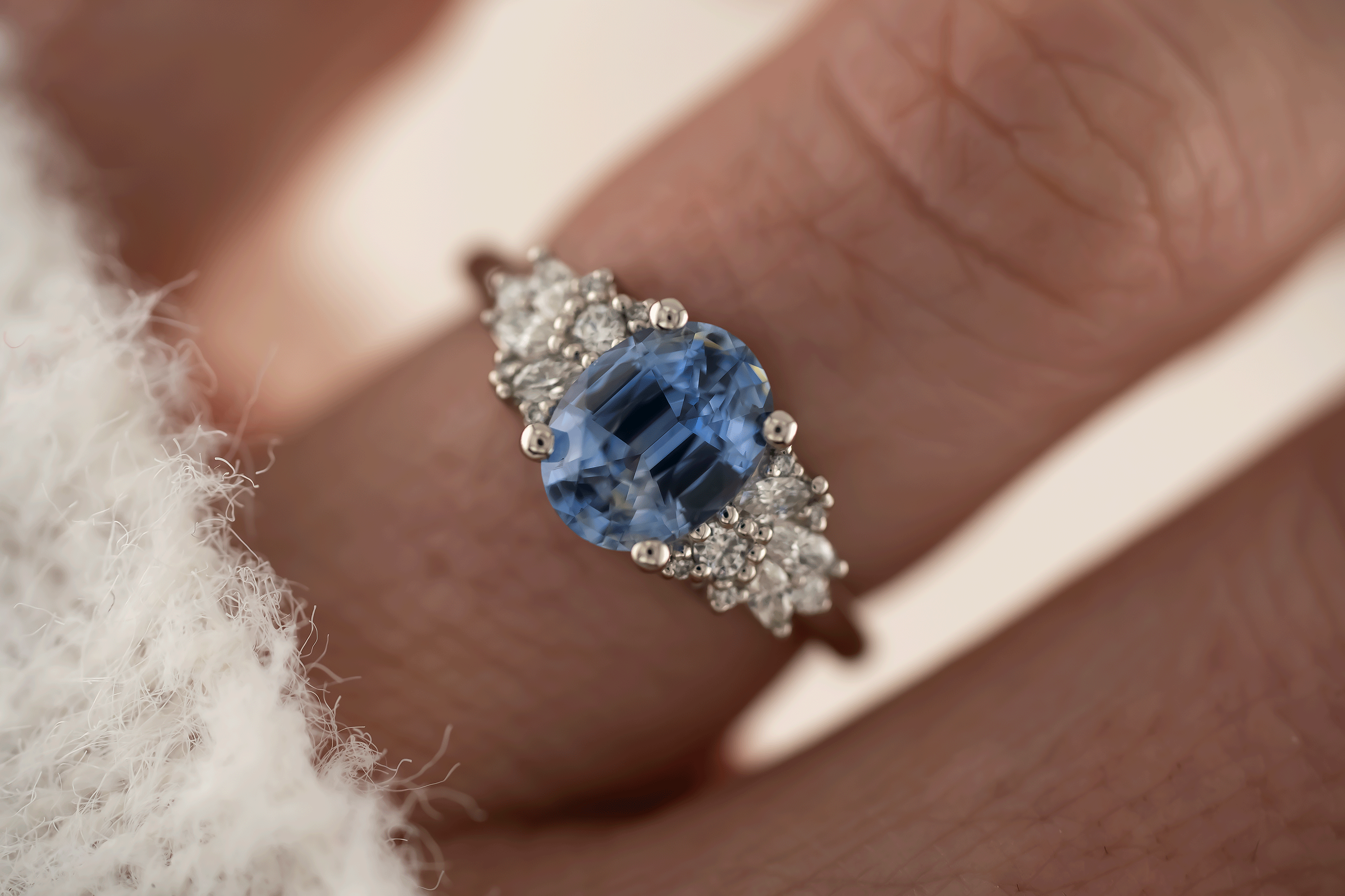 The Rosalie Ring | 2.13 CT Oval Blue Sapphire - Lavender Creek Gems