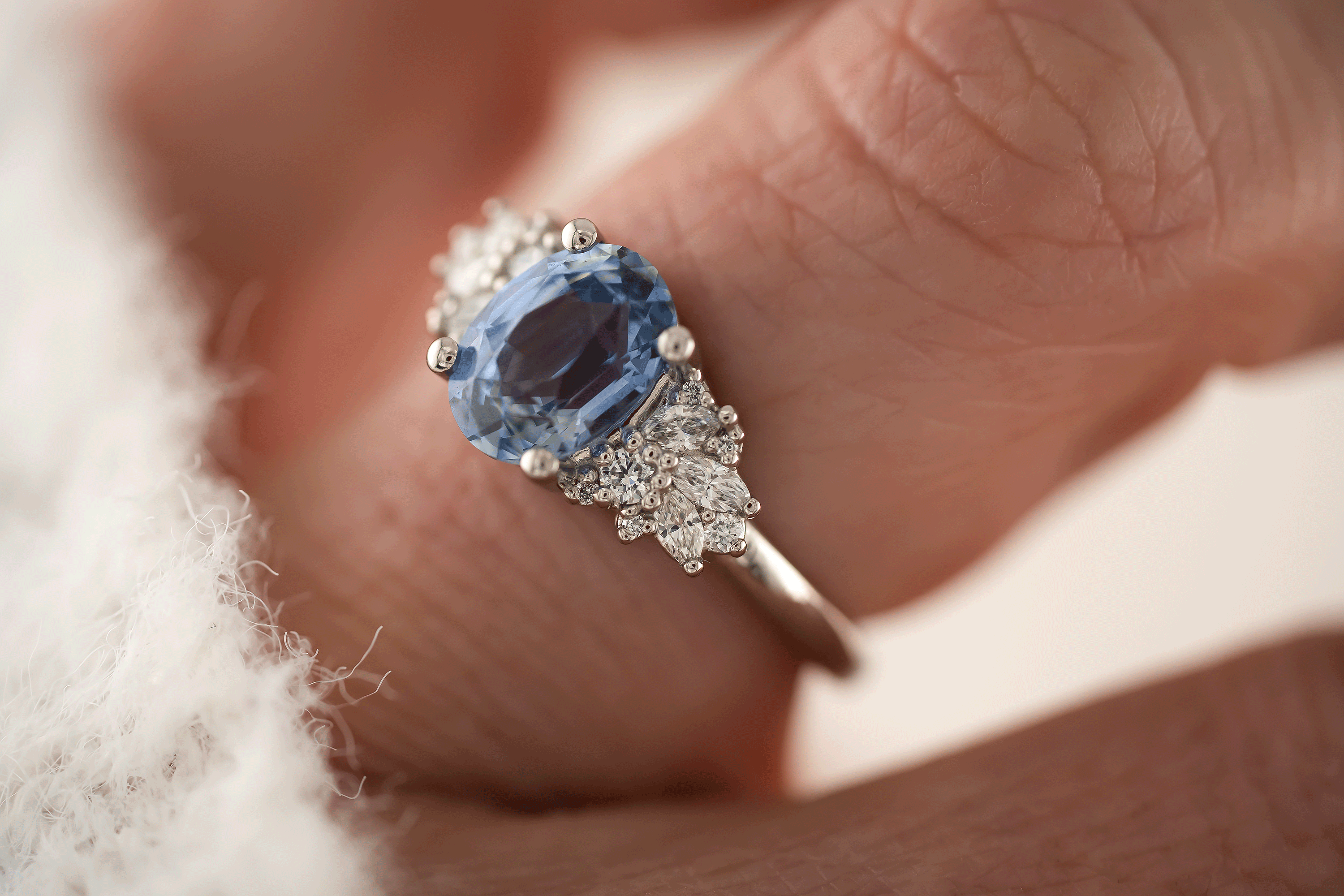 The Rosalie Ring | 2.13 CT Oval Blue Sapphire - Lavender Creek Gems