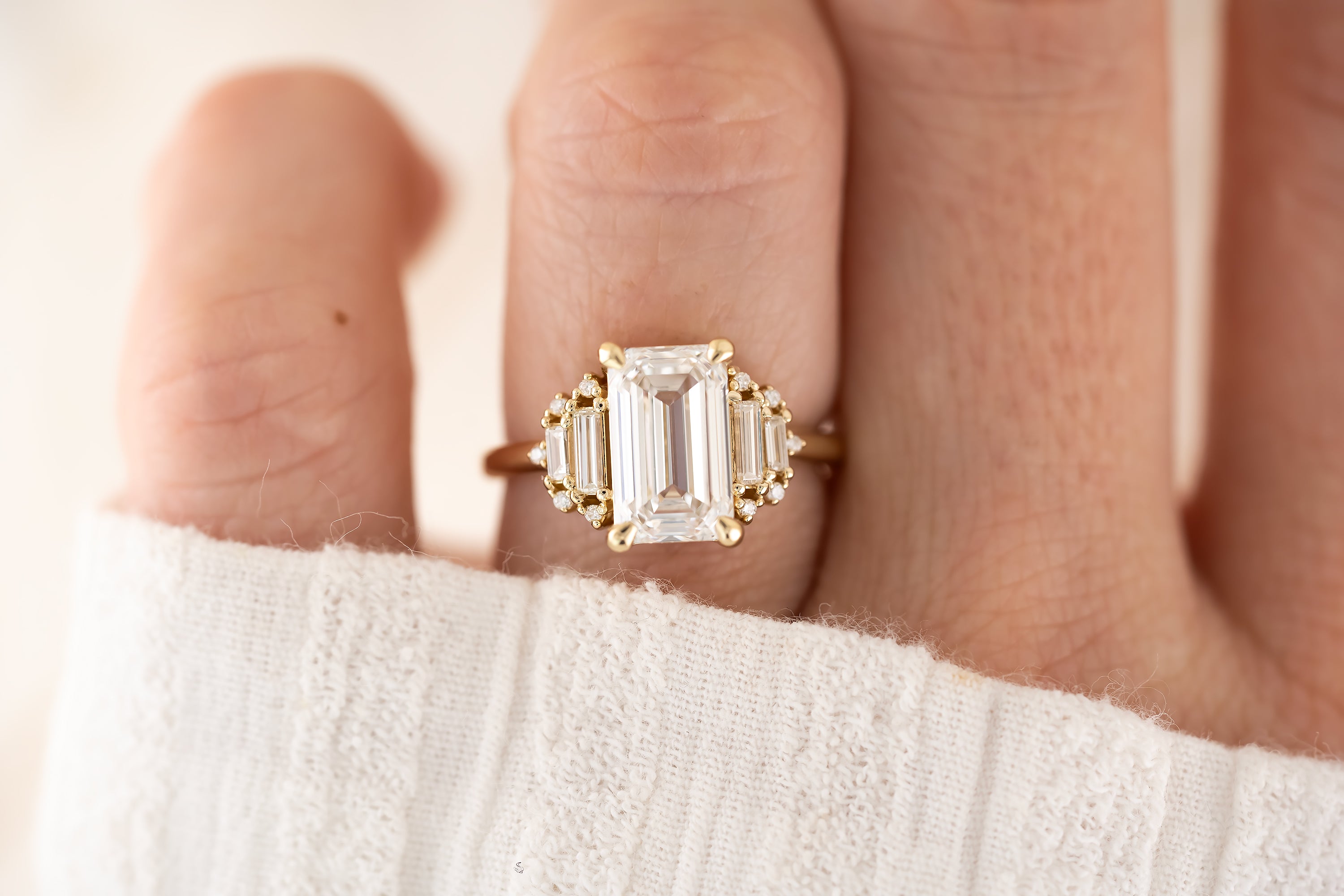 The Soleil Ring | 3 CT Emerald Cut Lab Diamond - Lavender Creek Gems
