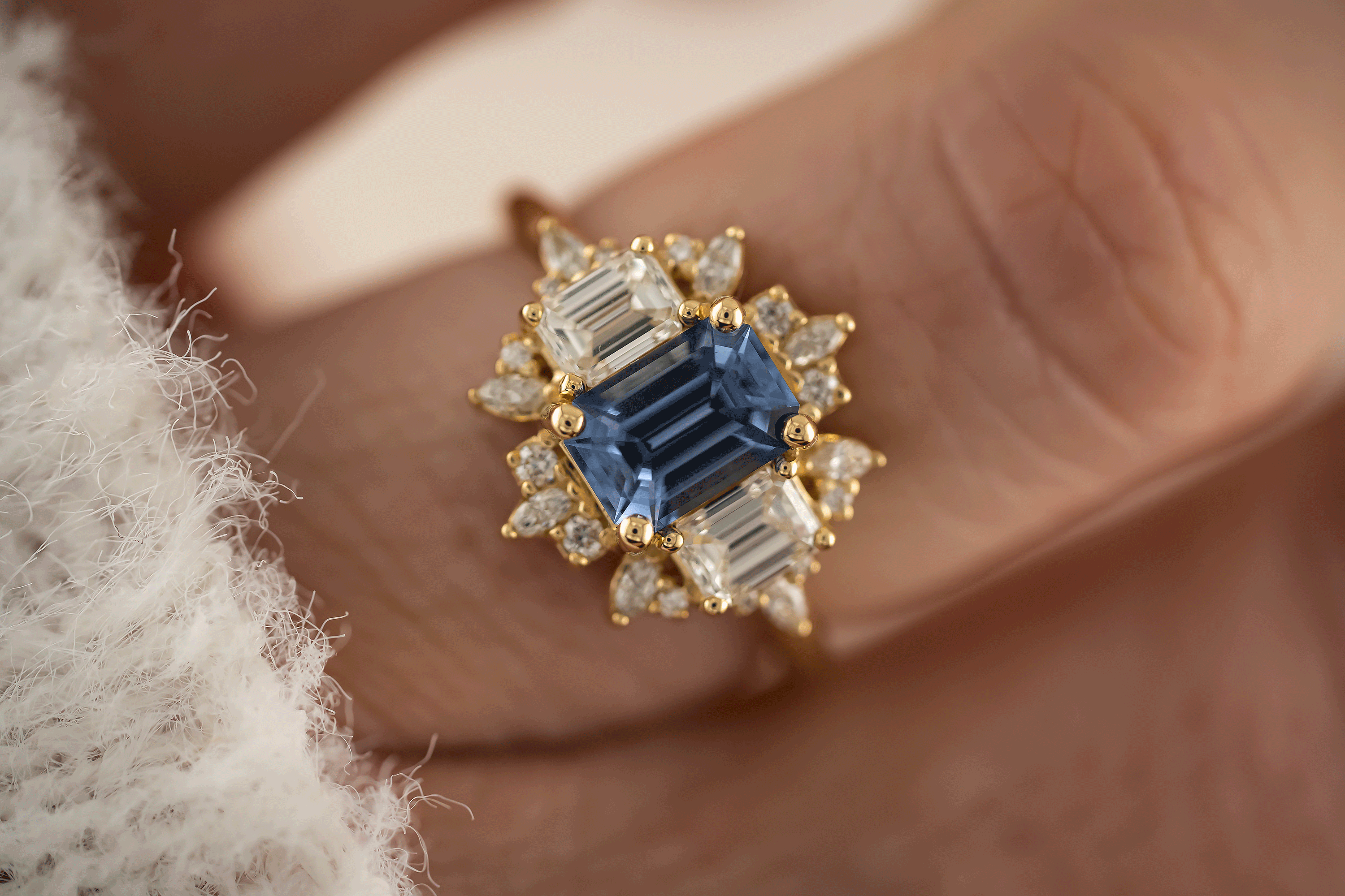 The Marial Ring | 1.51 Cornflower Blue Emerald Cut Sapphire - Lavender Creek Gems