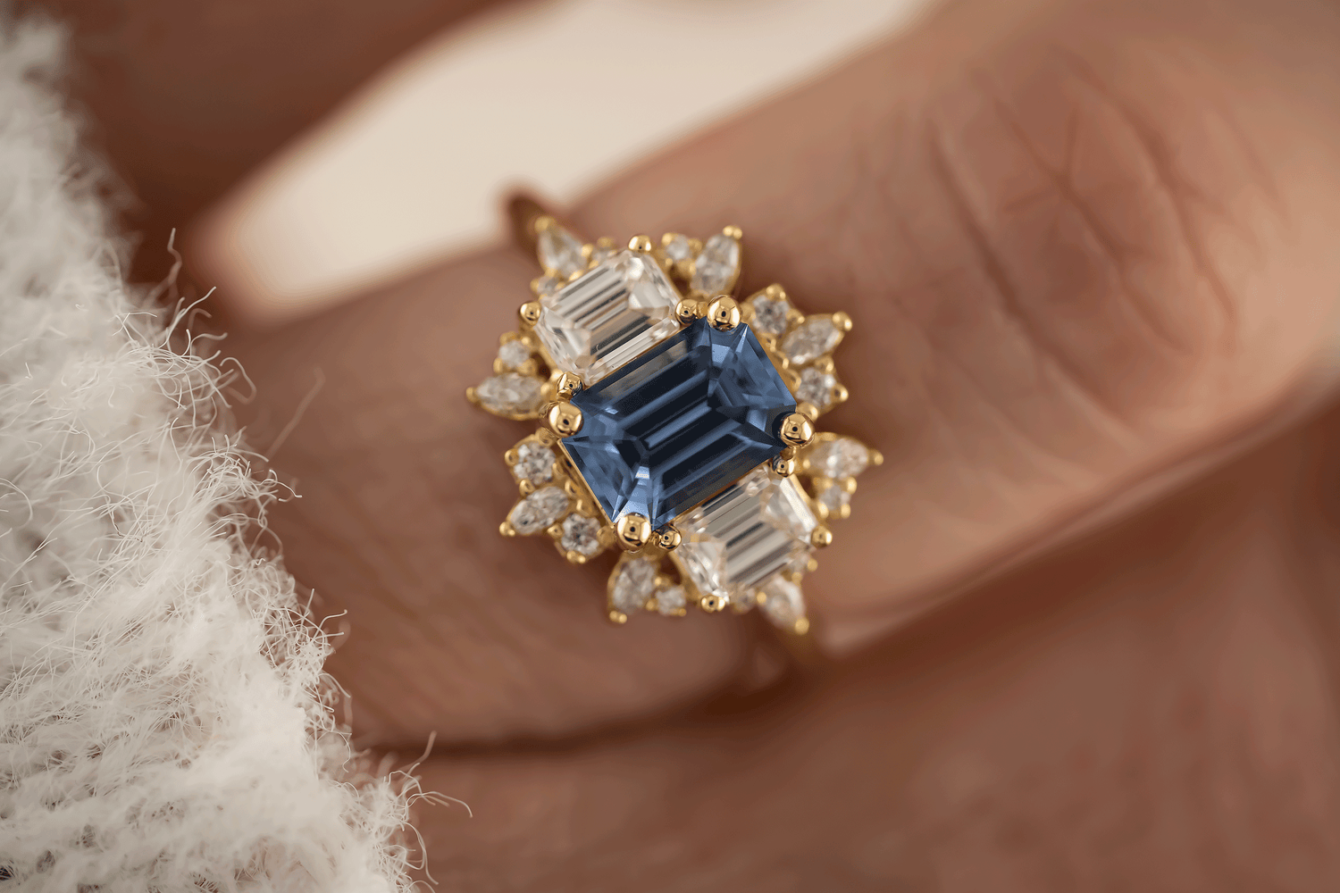 The Marial Ring | 1.51 Cornflower Blue Emerald Cut Sapphire - Lavender Creek Gems