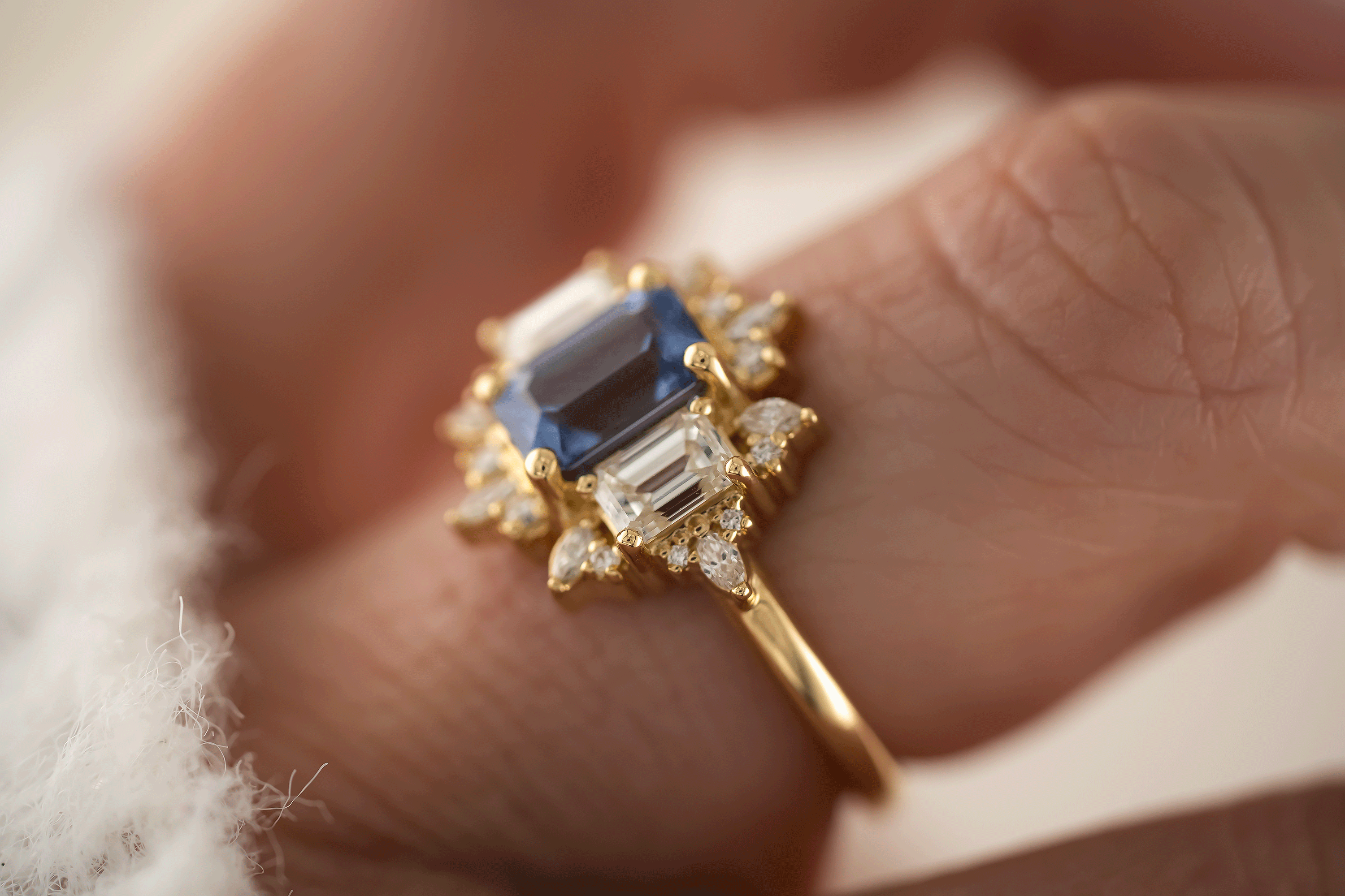 The Marial Ring | 1.51 Cornflower Blue Emerald Cut Sapphire - Lavender Creek Gems
