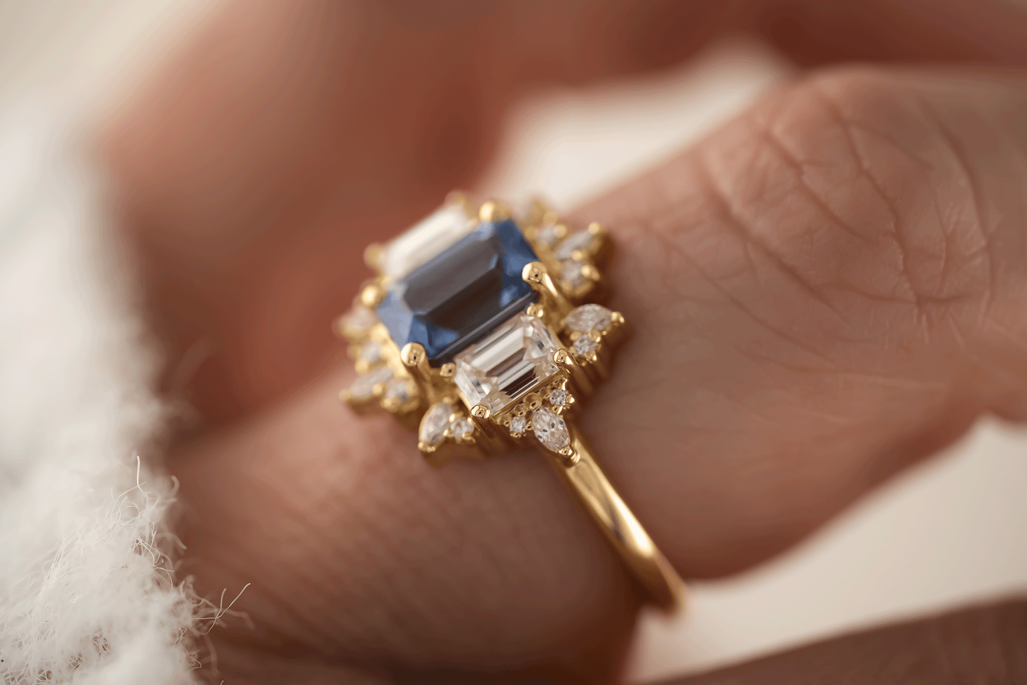 The Marial Ring | 1.51 Cornflower Blue Emerald Cut Sapphire - Lavender Creek Gems