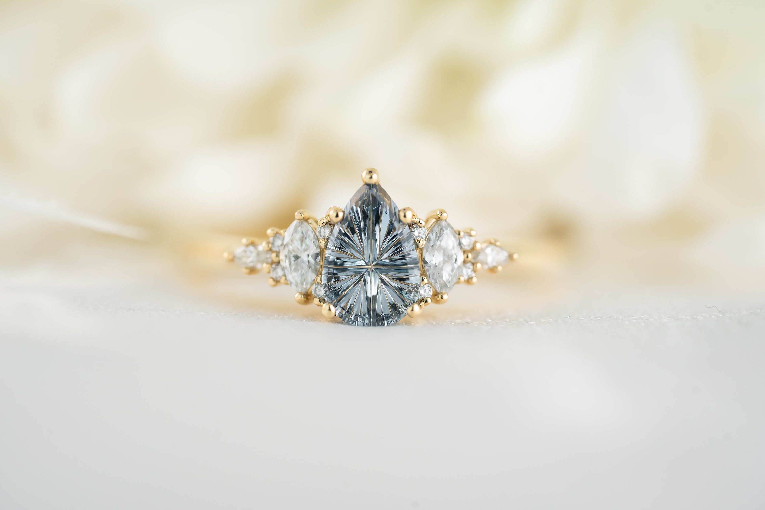The Maeve Ring | 0.68 CT Pear Starbrite™ Blue Sapphire - Lavender Creek Gems
