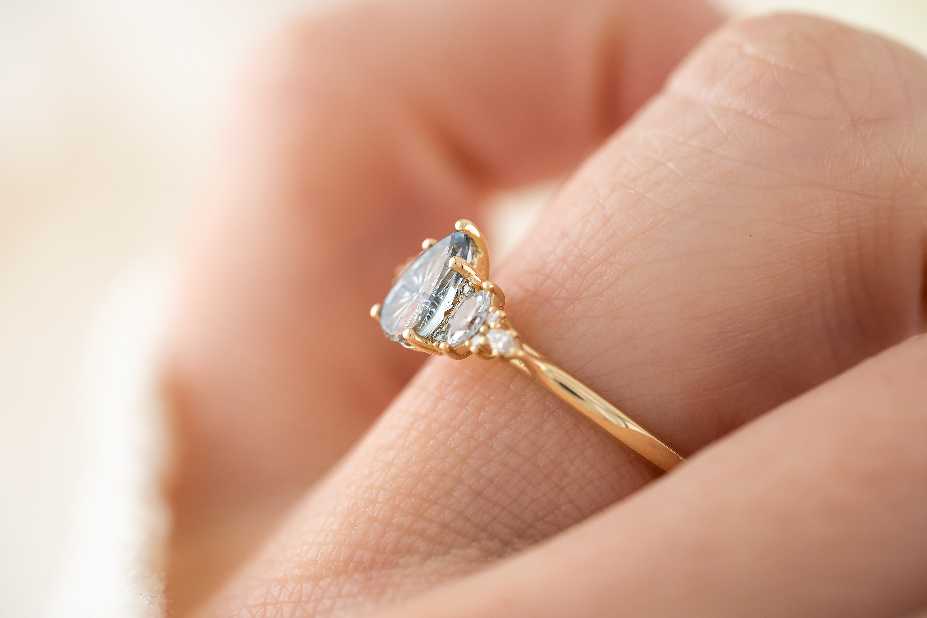 The Maeve Ring | 0.68 CT Pear Starbrite™ Blue Sapphire - Lavender Creek Gems