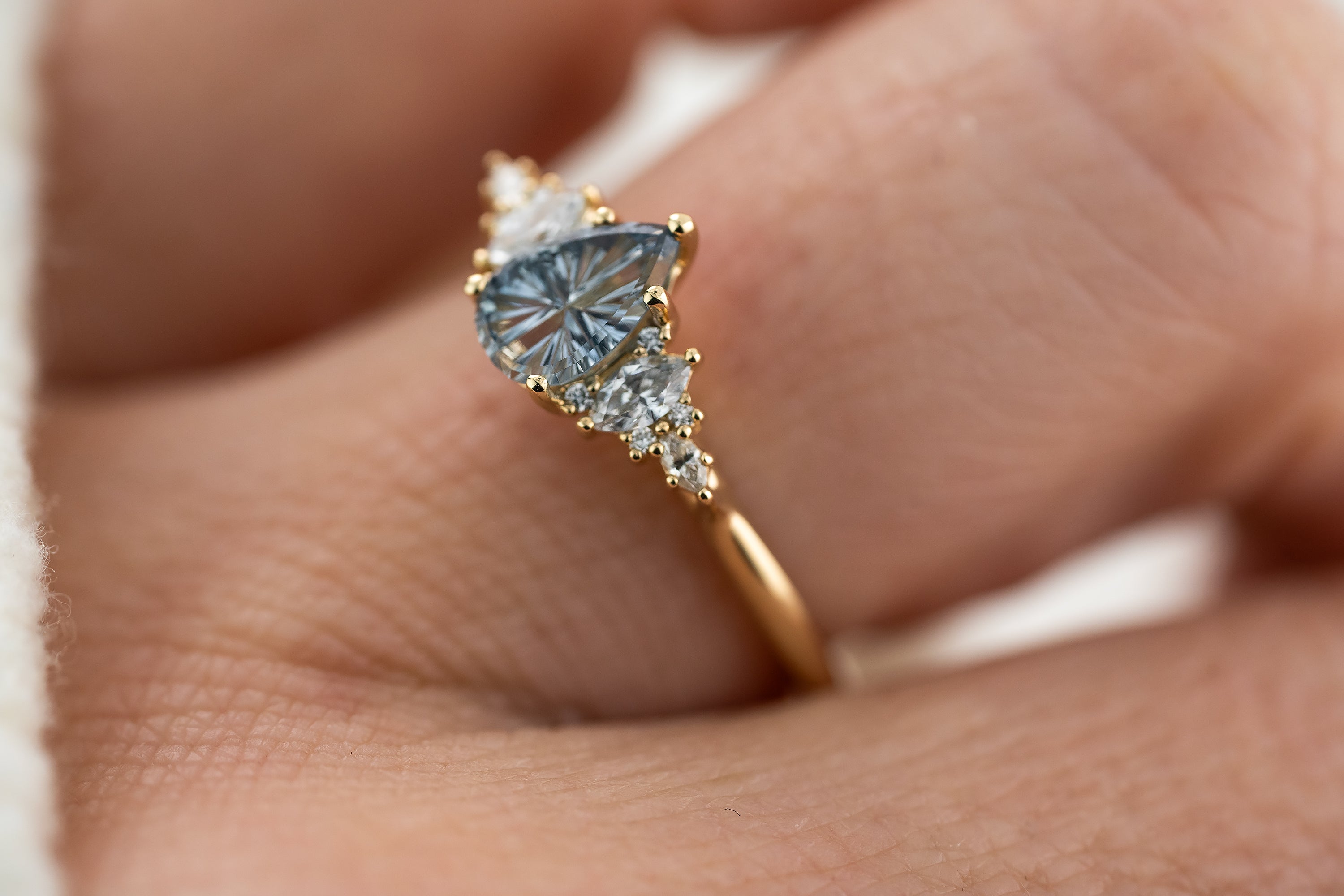 The Maeve Ring | 0.68 CT Pear Starbrite™ Blue Sapphire - Lavender Creek Gems