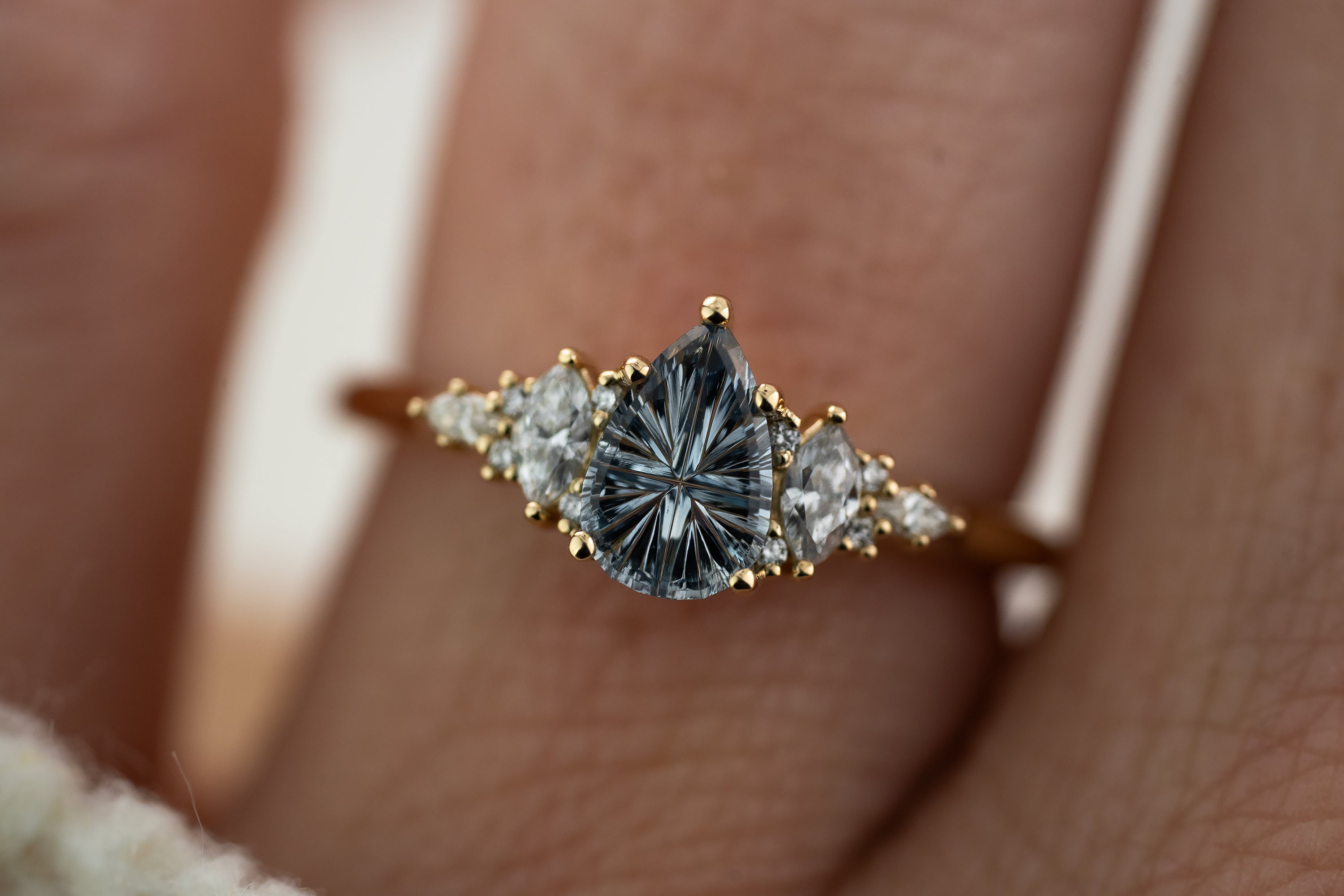 The Maeve Ring | 0.68 CT Pear Starbrite™ Blue Sapphire - Lavender Creek Gems