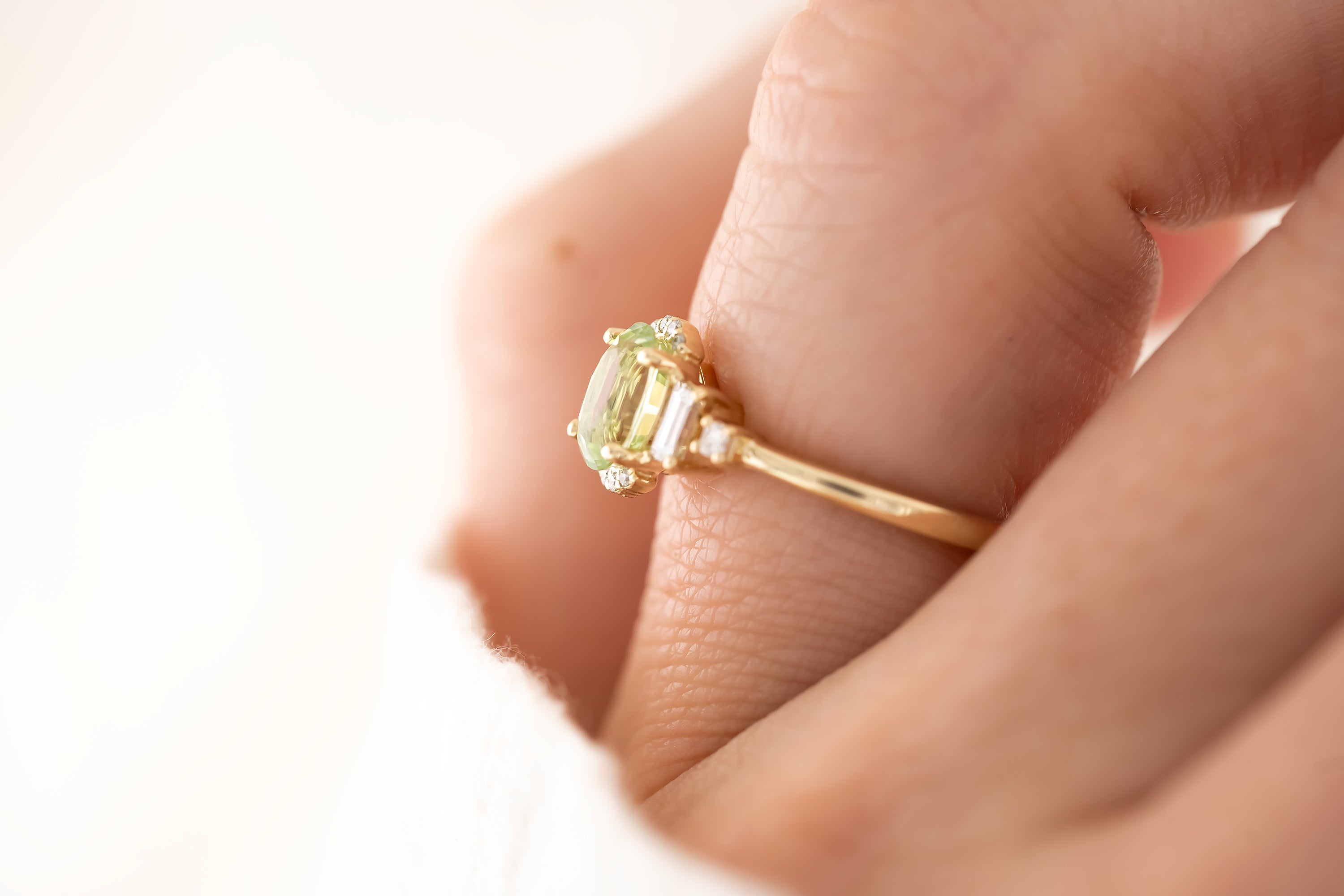 The Sura Ring - 1 CT Oval Mint Green Tourmaline - Lavender Creek Gems