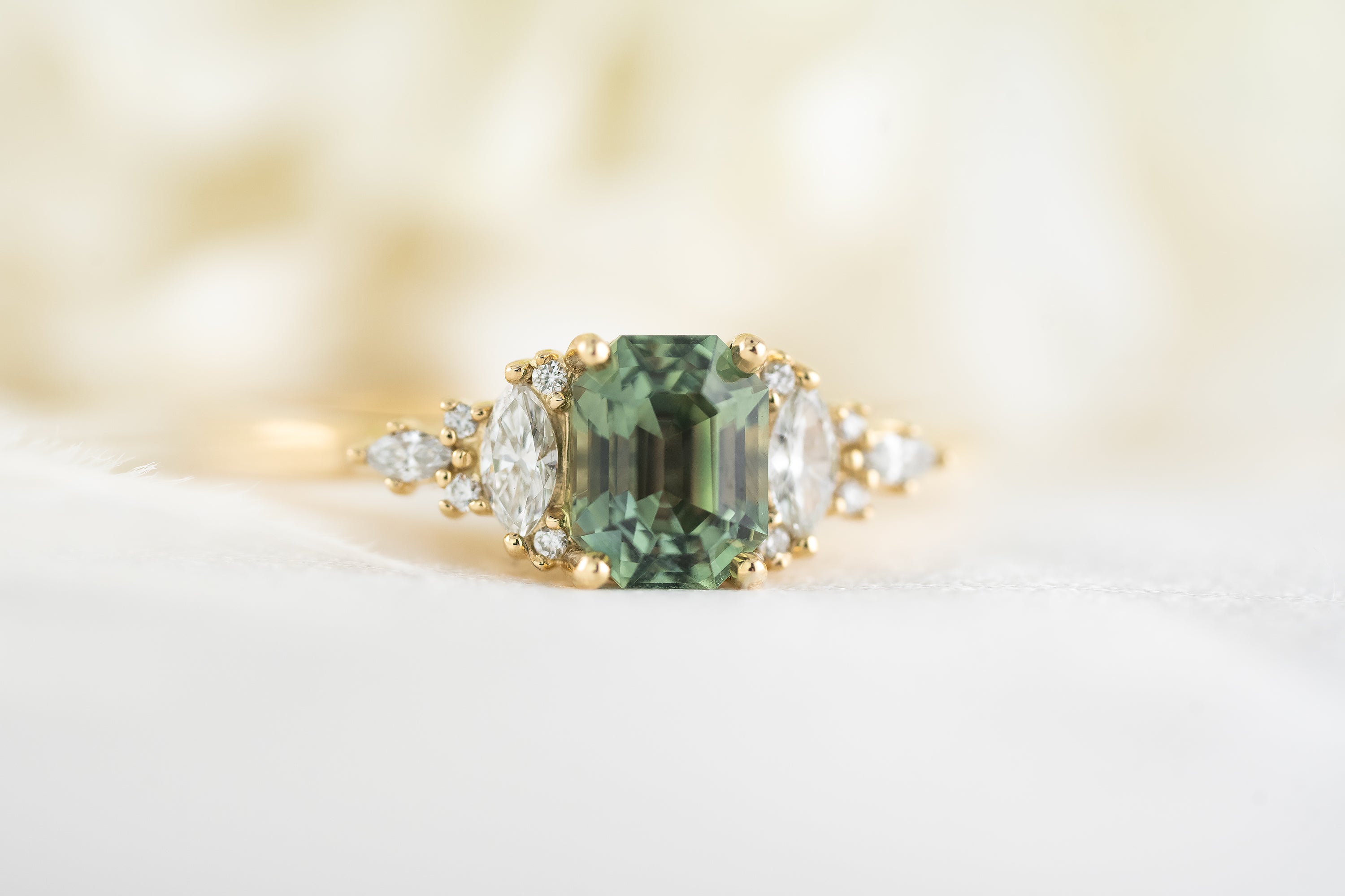 The Maeve Ring | 1.08 CT Emerald Cut Teal Sapphire - Lavender Creek Gems
