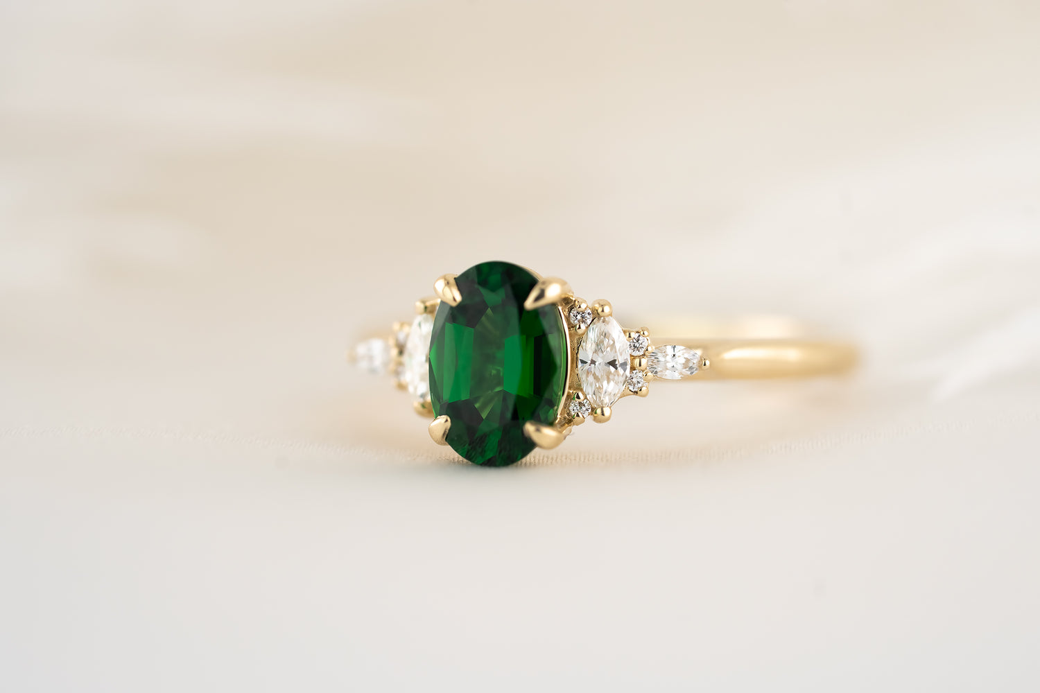 The Maeve Ring - 1.24 CT Oval Tsavorite Garnet - Lavender Creek Gems