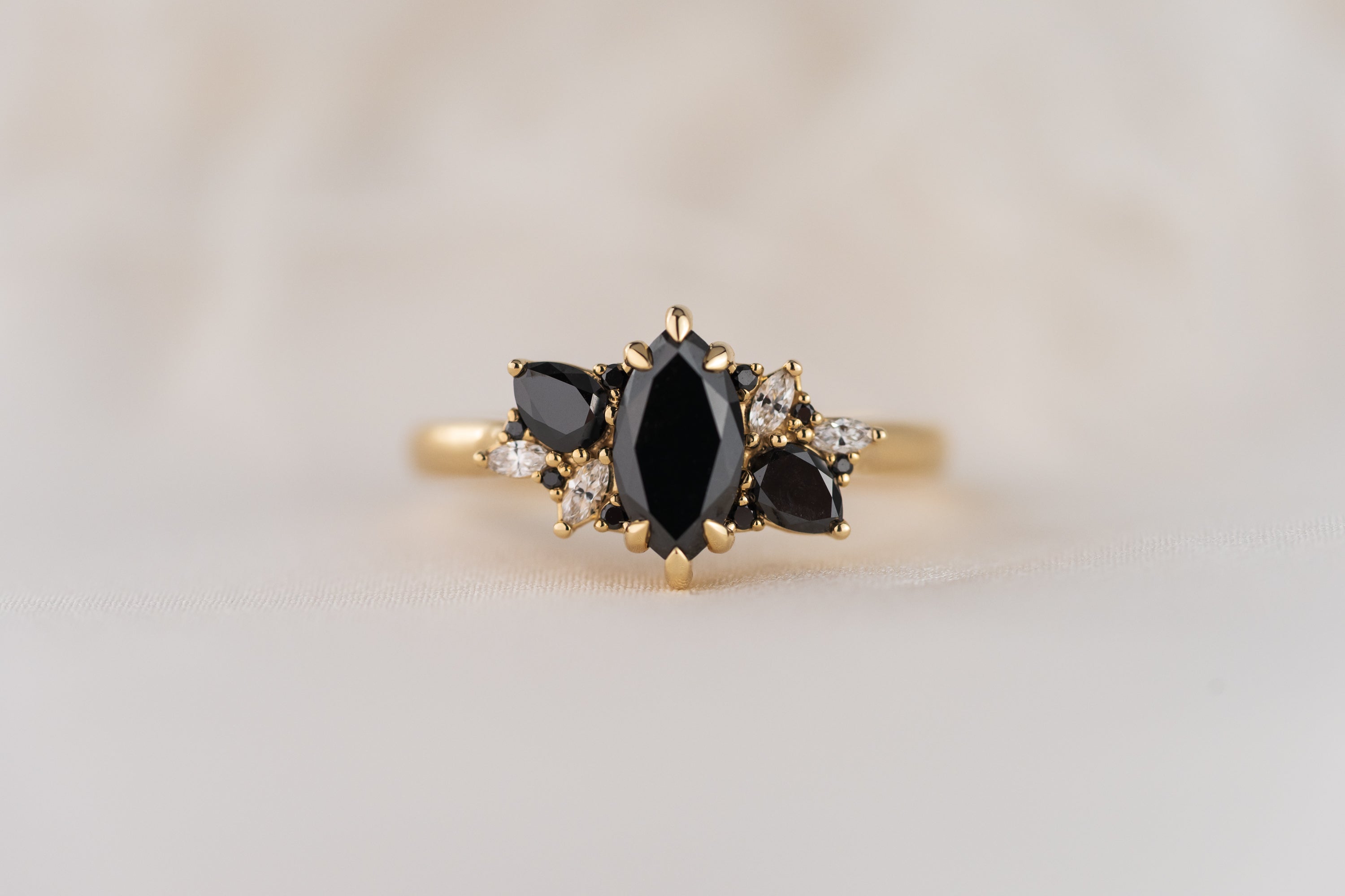 The Fleur Ring | 1 CT Marquise Black Diamond