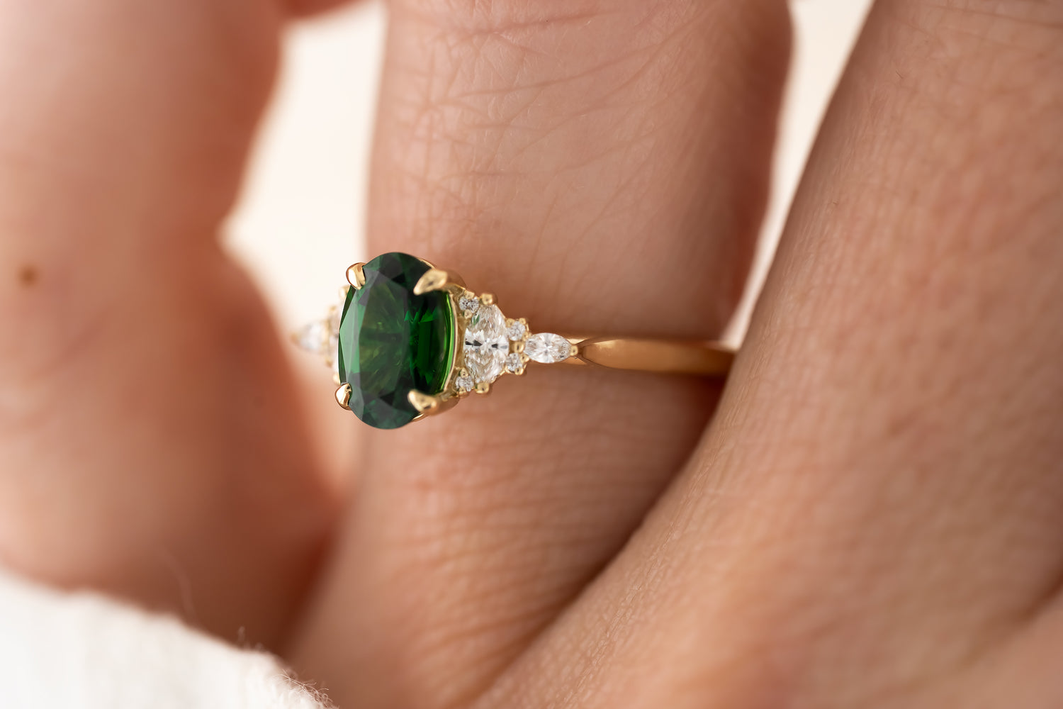 The Maeve Ring - 1.24 CT Oval Tsavorite Garnet - Lavender Creek Gems