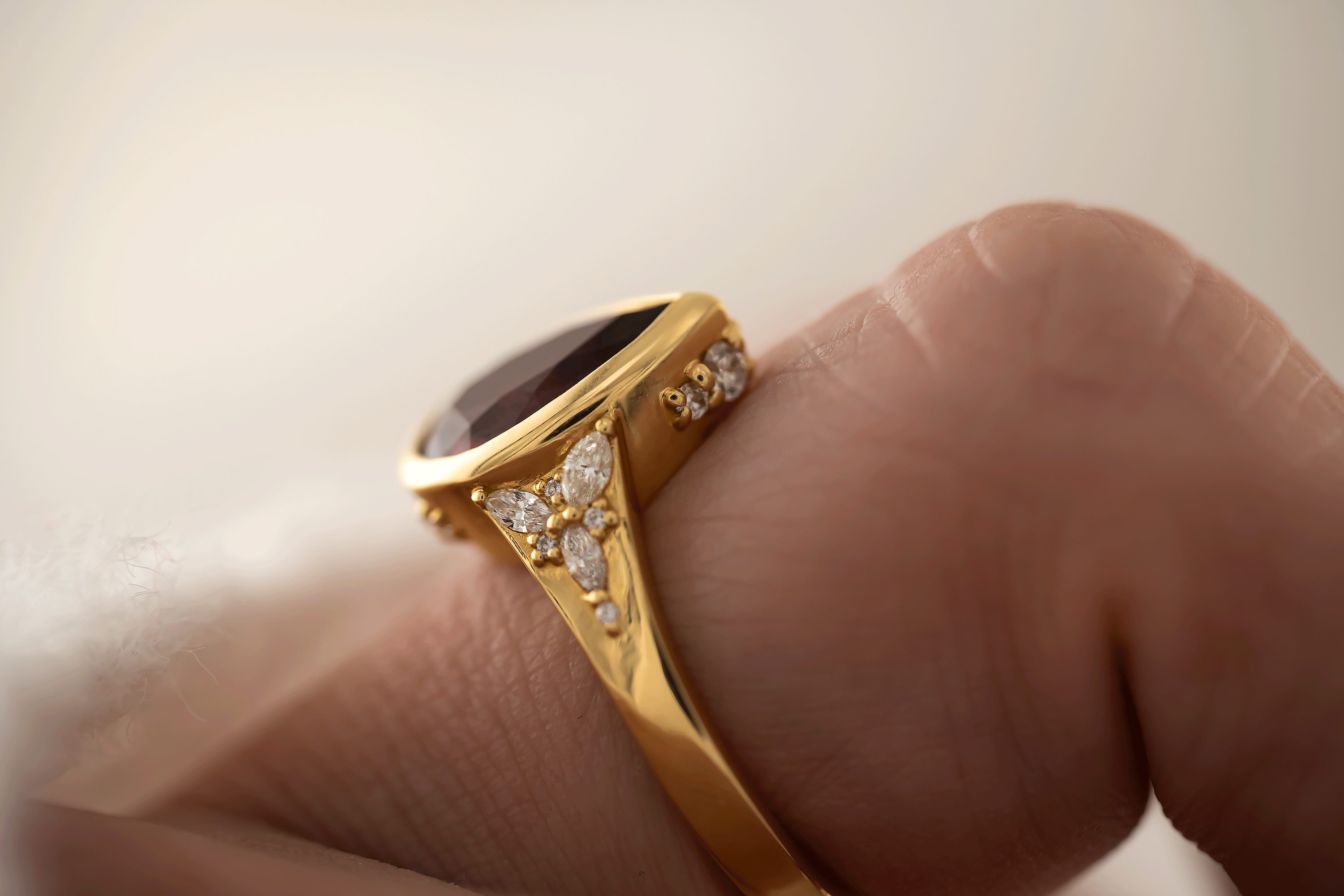 The Daylight Ring | 2.51 Pear Cut Red Spinel - Lavender Creek Gems