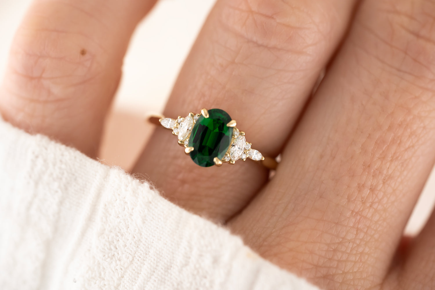 The Maeve Ring - 1.24 CT Oval Tsavorite Garnet - Lavender Creek Gems