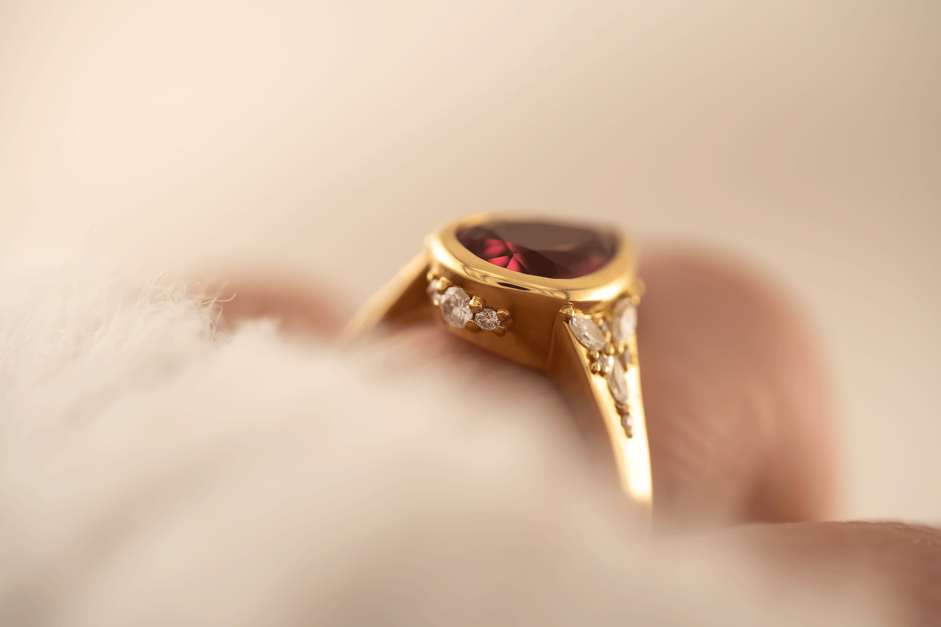 The Daylight Ring | 2.51 Pear Cut Red Spinel - Lavender Creek Gems