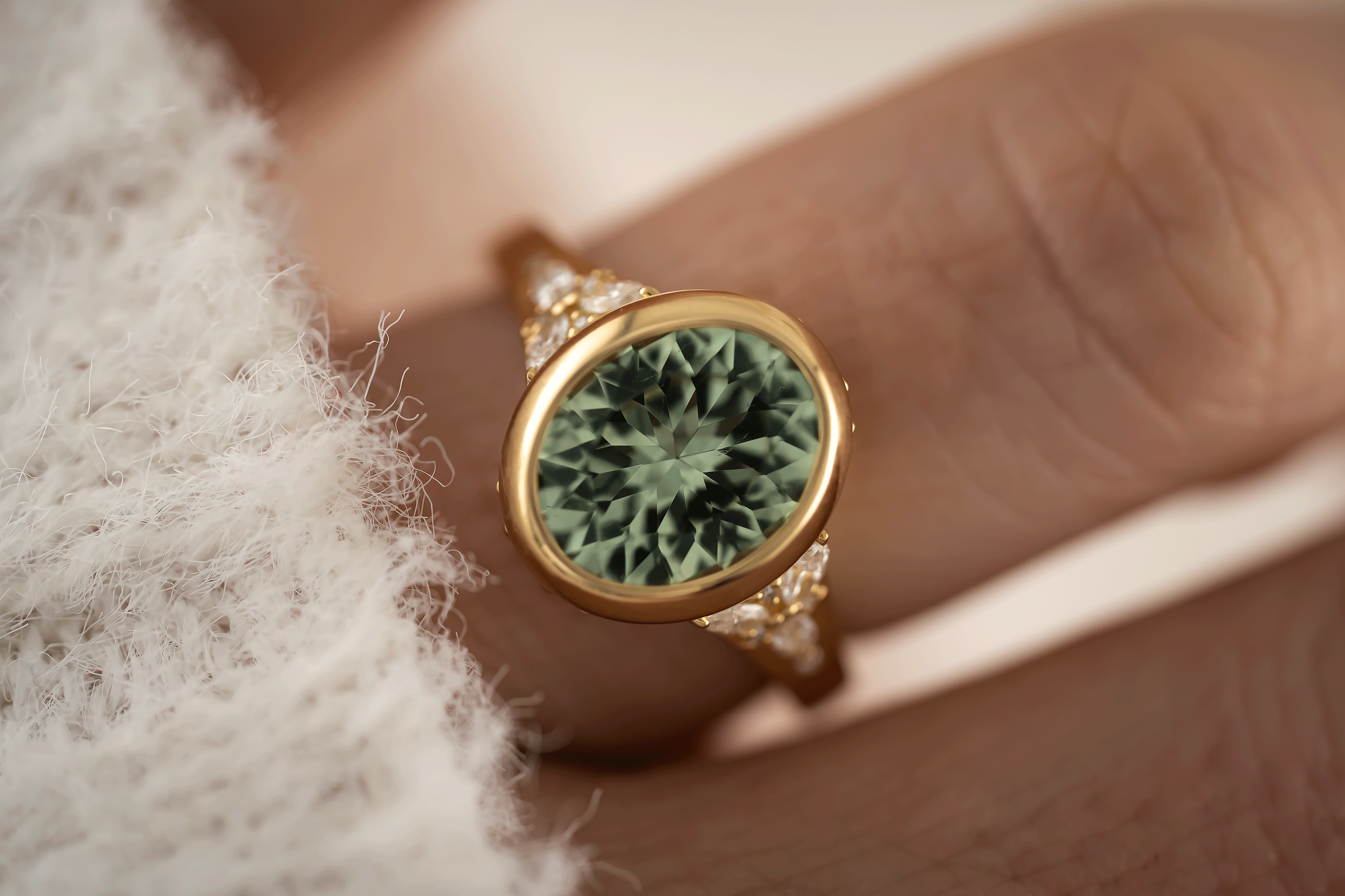 The Daylight Ring | 3.06 Oval Cut Mint Green Tourmaline - Lavender Creek Gems