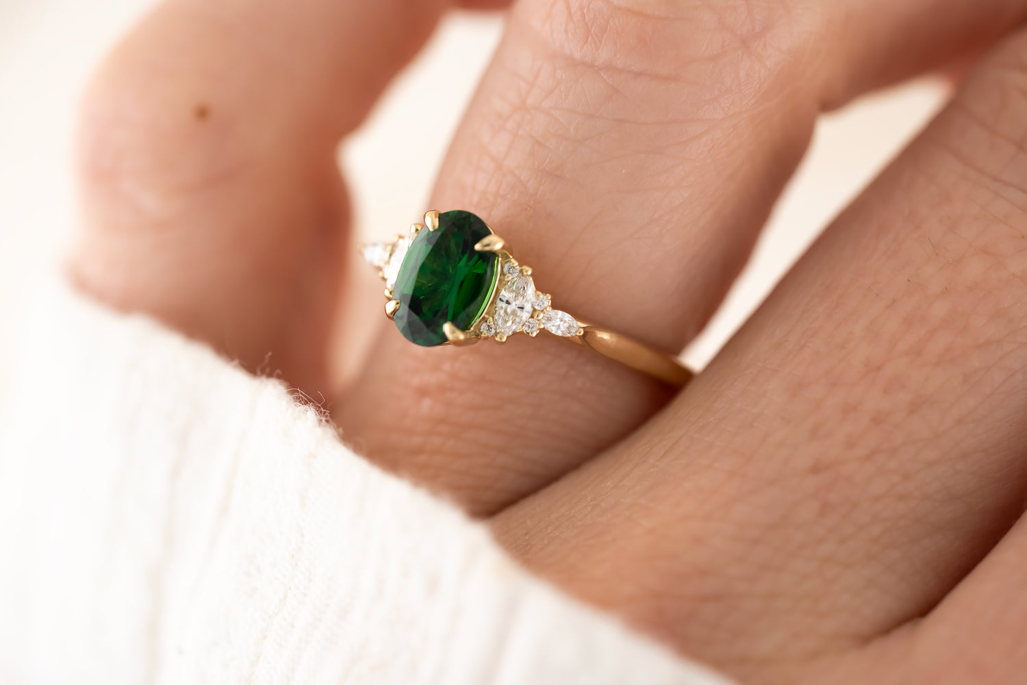 The Maeve Ring - 1.24 CT Oval Tsavorite Garnet - Lavender Creek Gems
