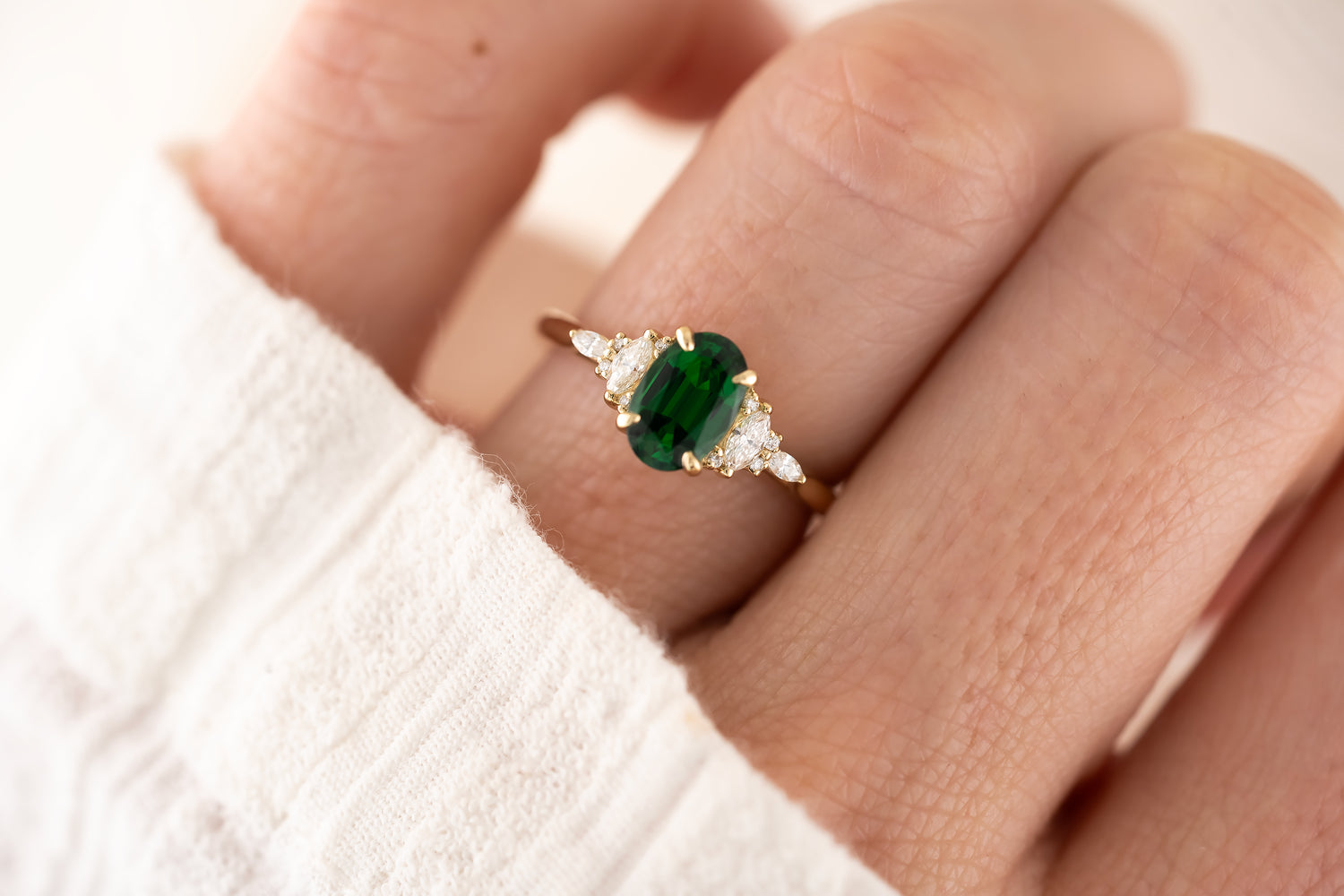 The Maeve Ring - 1.24 CT Oval Tsavorite Garnet - Lavender Creek Gems