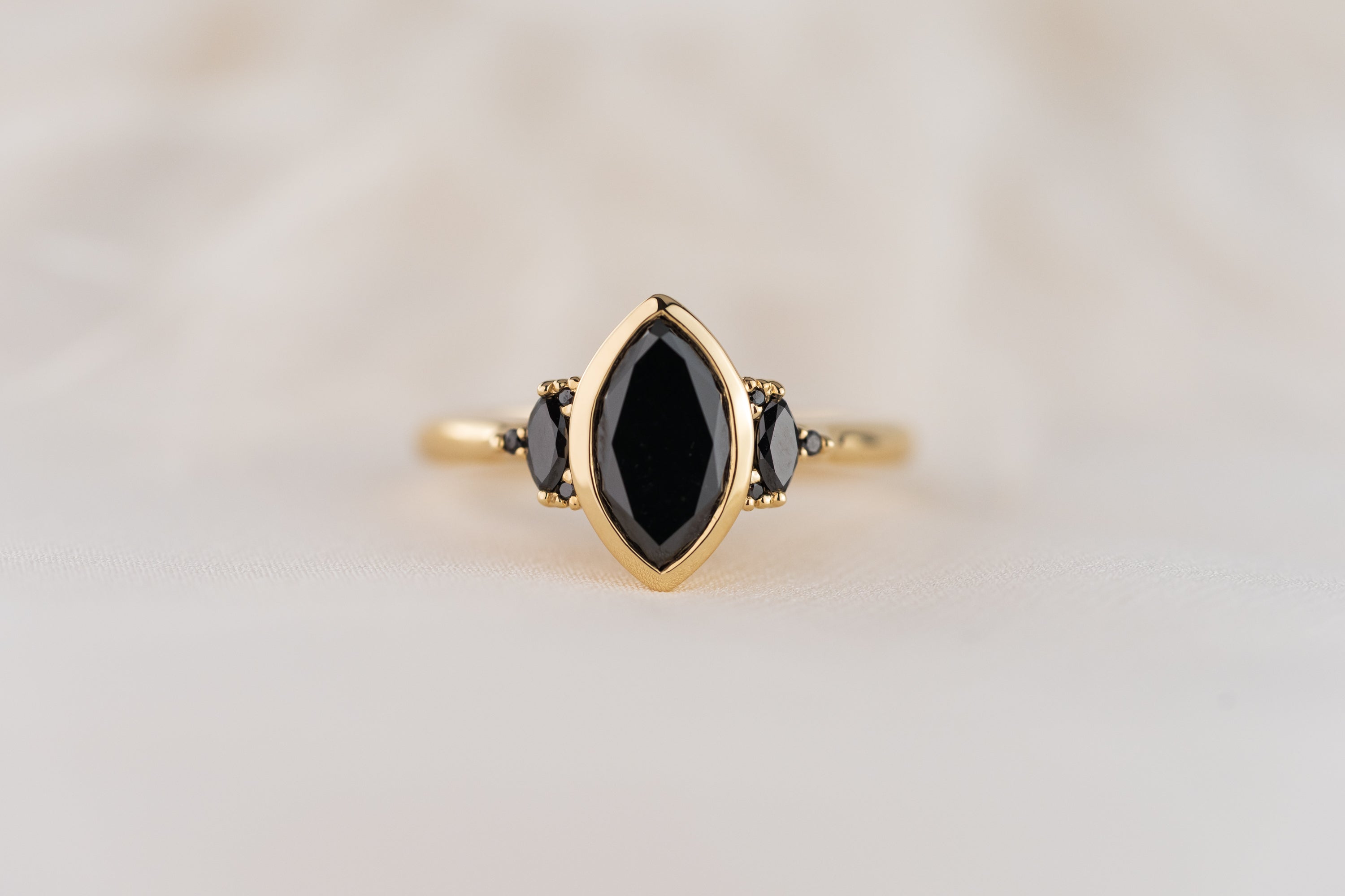 The Bezel Maren Ring | 1.2 CT Marquise Black Diamond