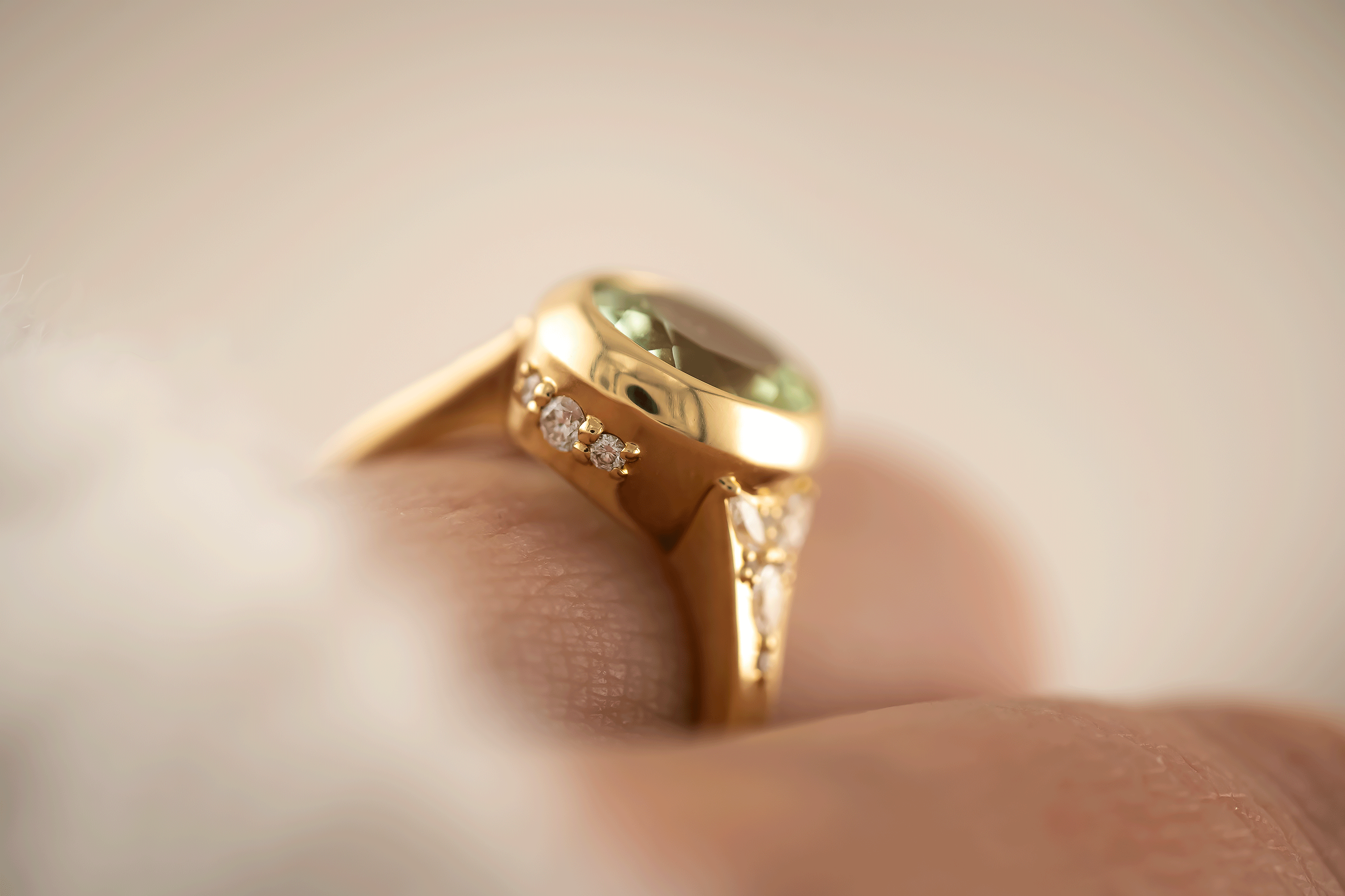 The Daylight Ring | 3.06 Oval Cut Mint Green Tourmaline - Lavender Creek Gems