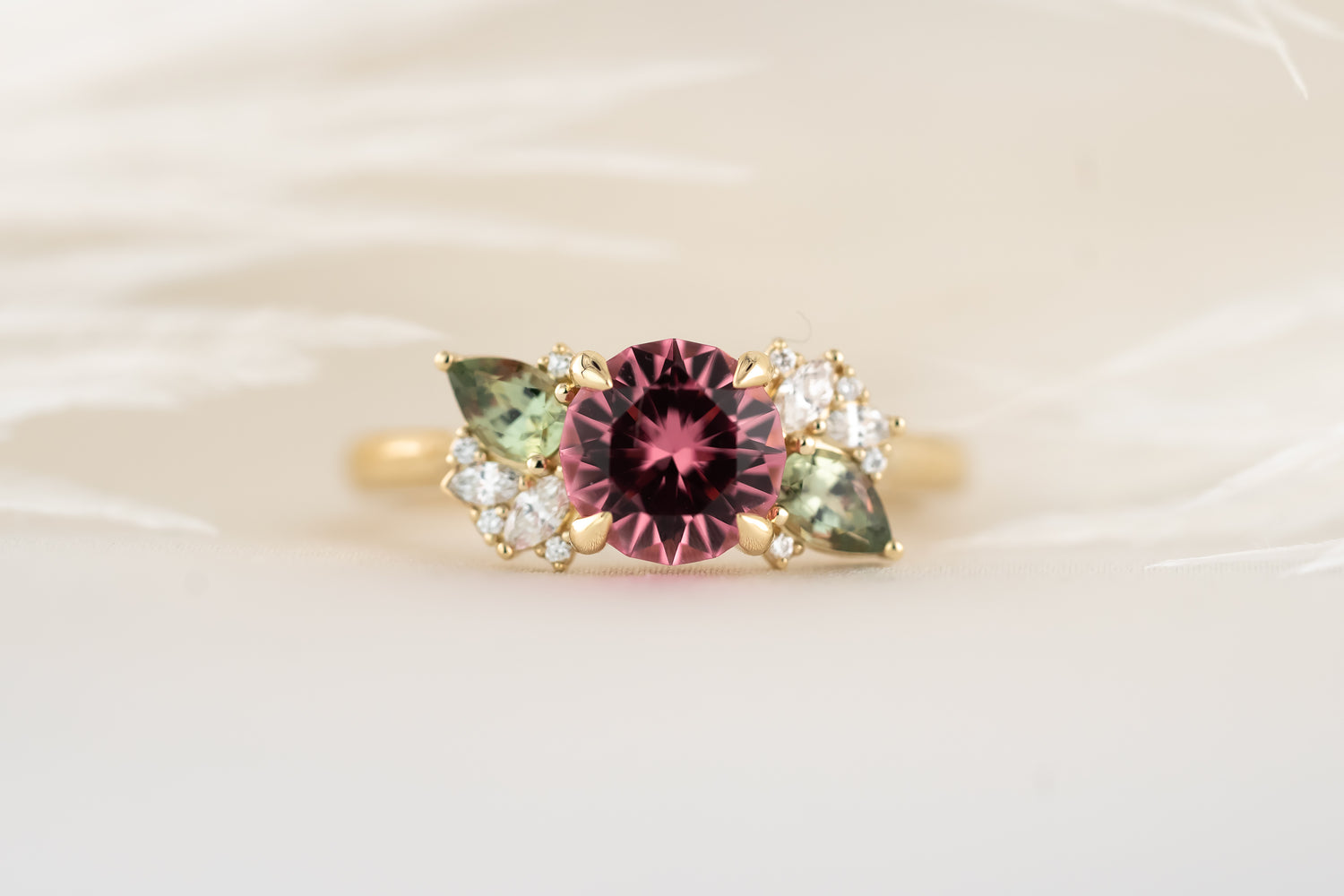 The Fleur Ring - 1.32 CT Round Pink Tourmaline - Lavender Creek Gems