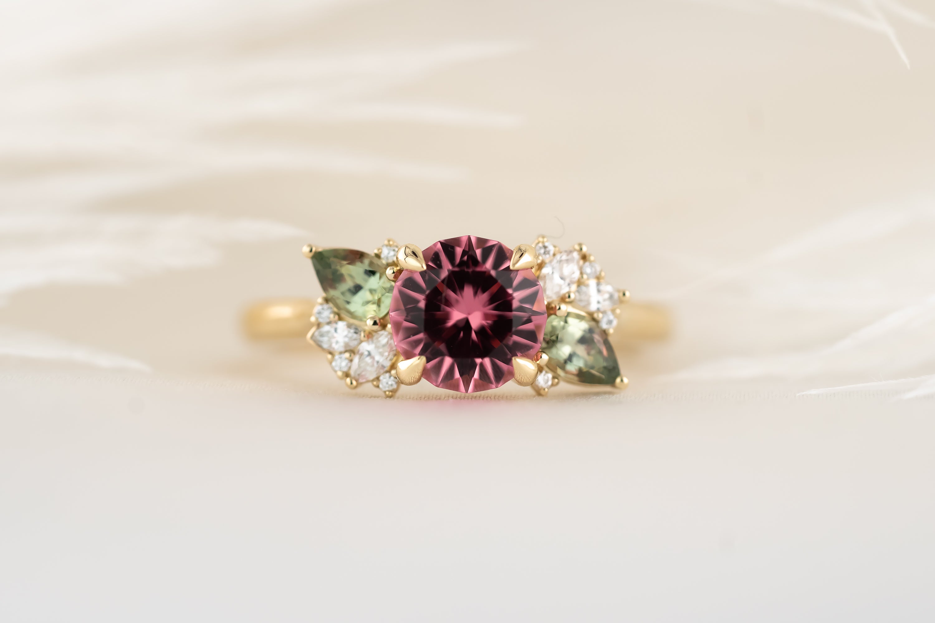 The Fleur Ring - 1.32 CT Round Pink Tourmaline - Lavender Creek Gems