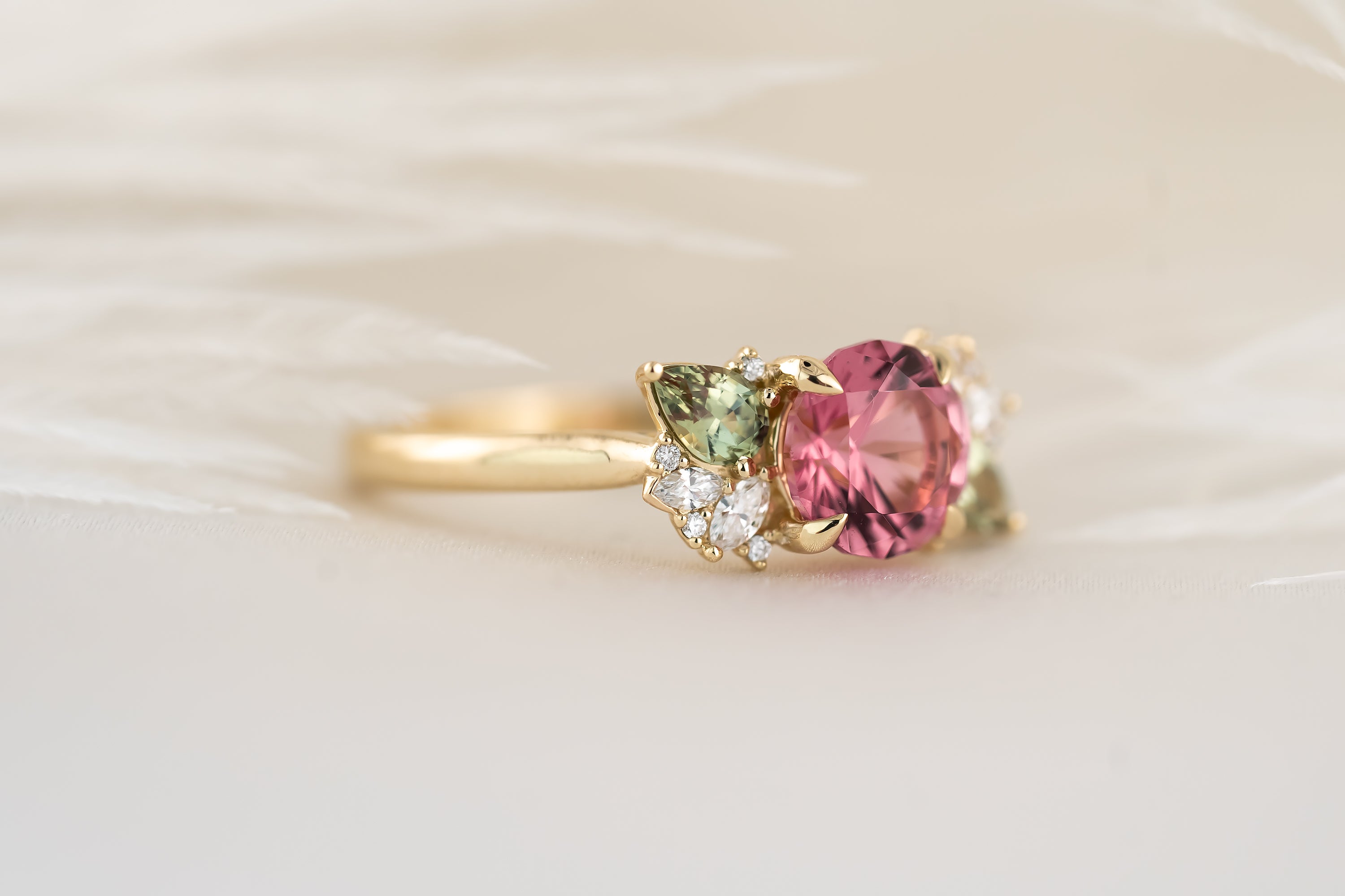 The Fleur Ring - 1.32 CT Round Pink Tourmaline - Lavender Creek Gems