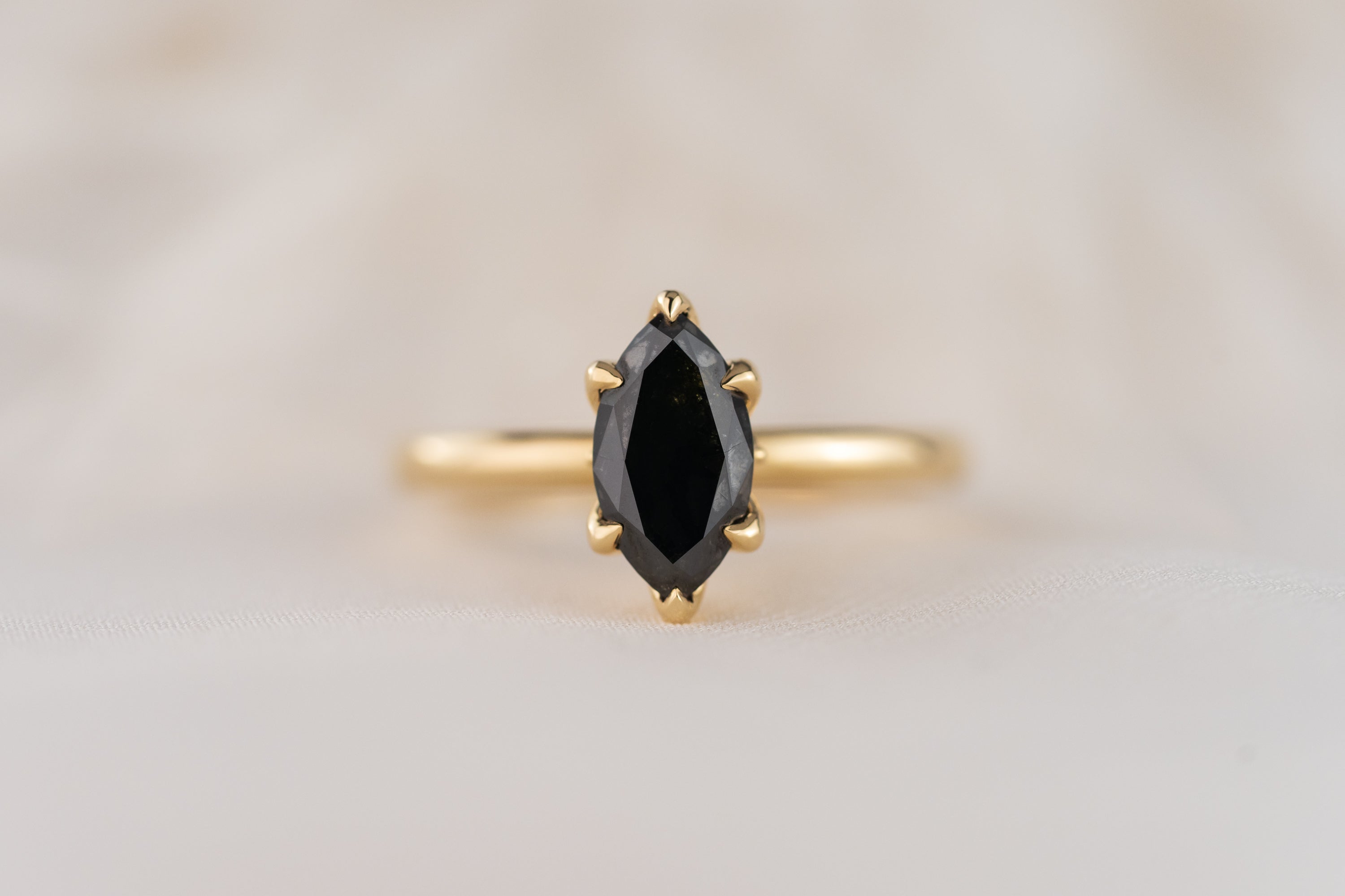 The Secret Garden Ring | 1.2 CT Marquise Black Diamond - Lavender Creek Gems