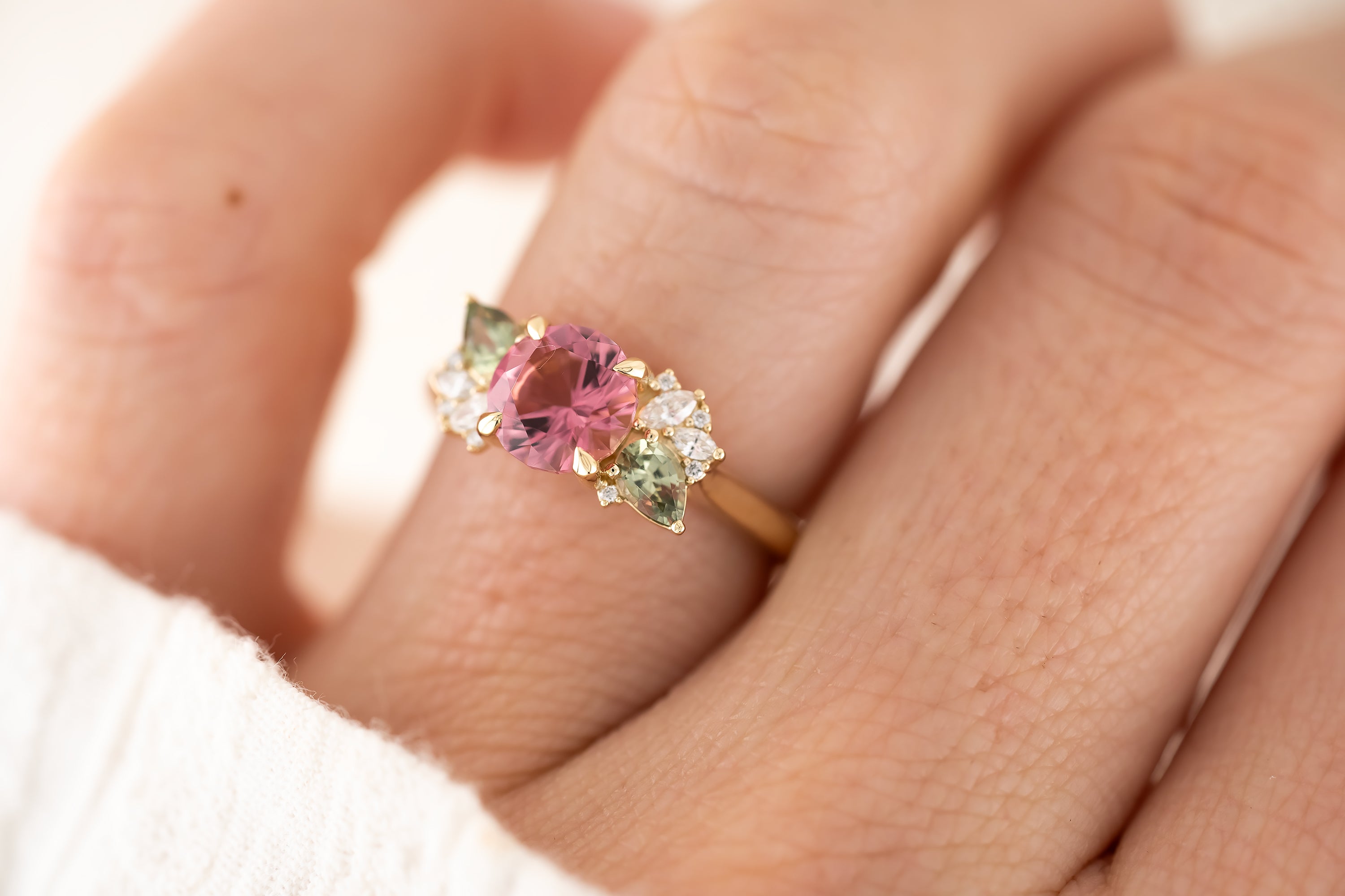 The Fleur Ring - 1.32 CT Round Pink Tourmaline - Lavender Creek Gems