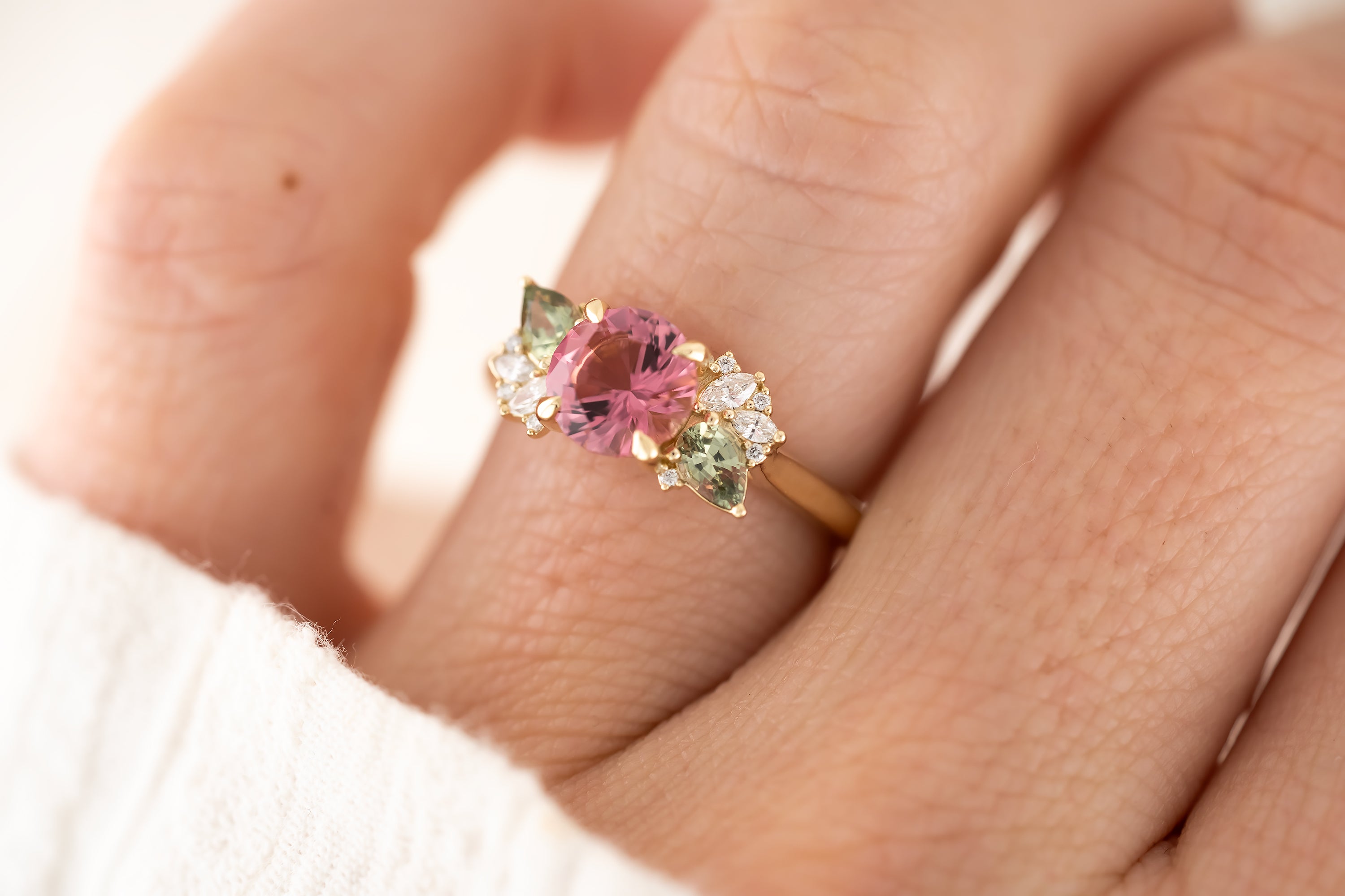 The Fleur Ring - 1.32 CT Round Pink Tourmaline - Lavender Creek Gems