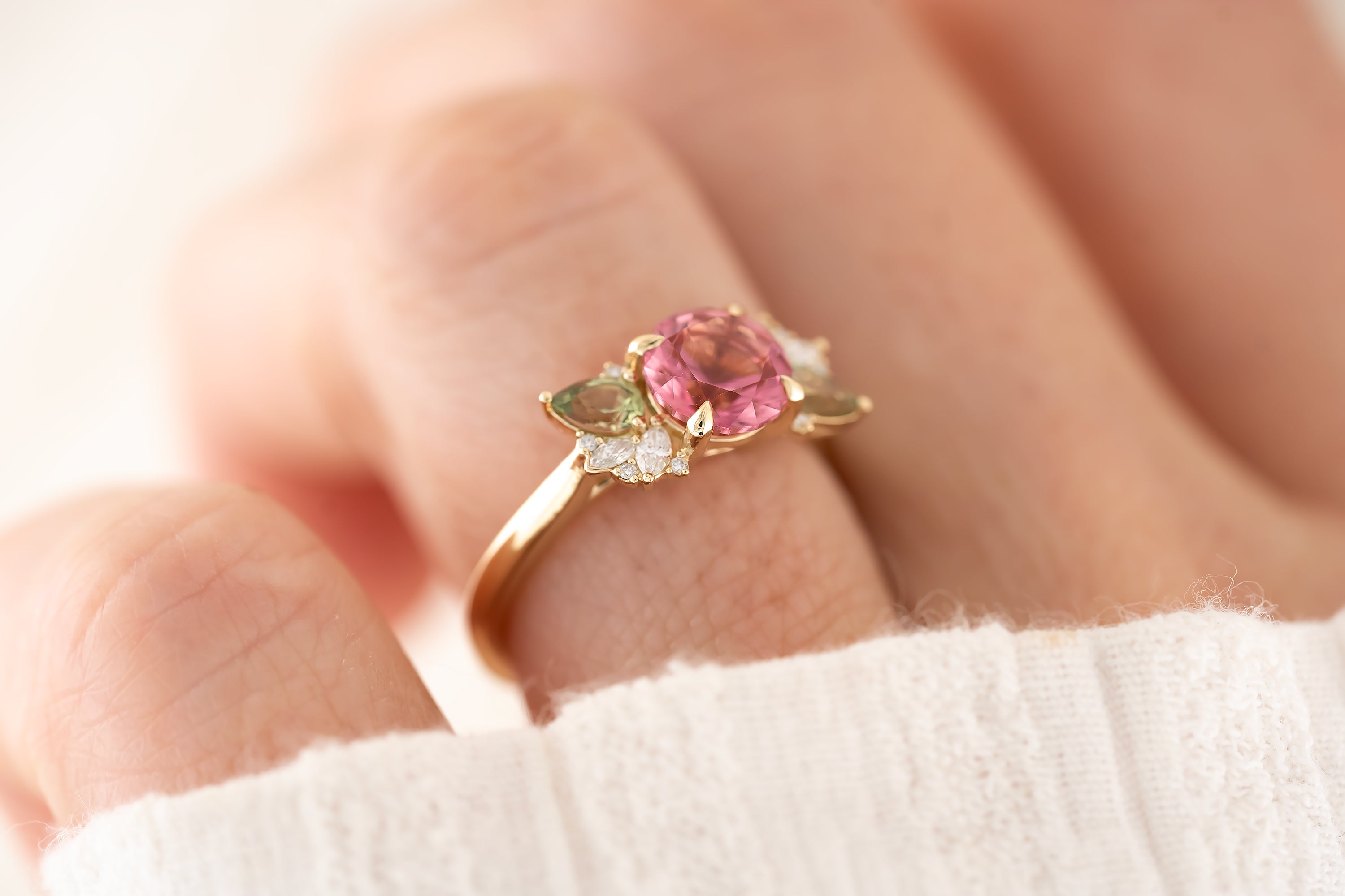 The Fleur Ring - 1.32 CT Round Pink Tourmaline - Lavender Creek Gems