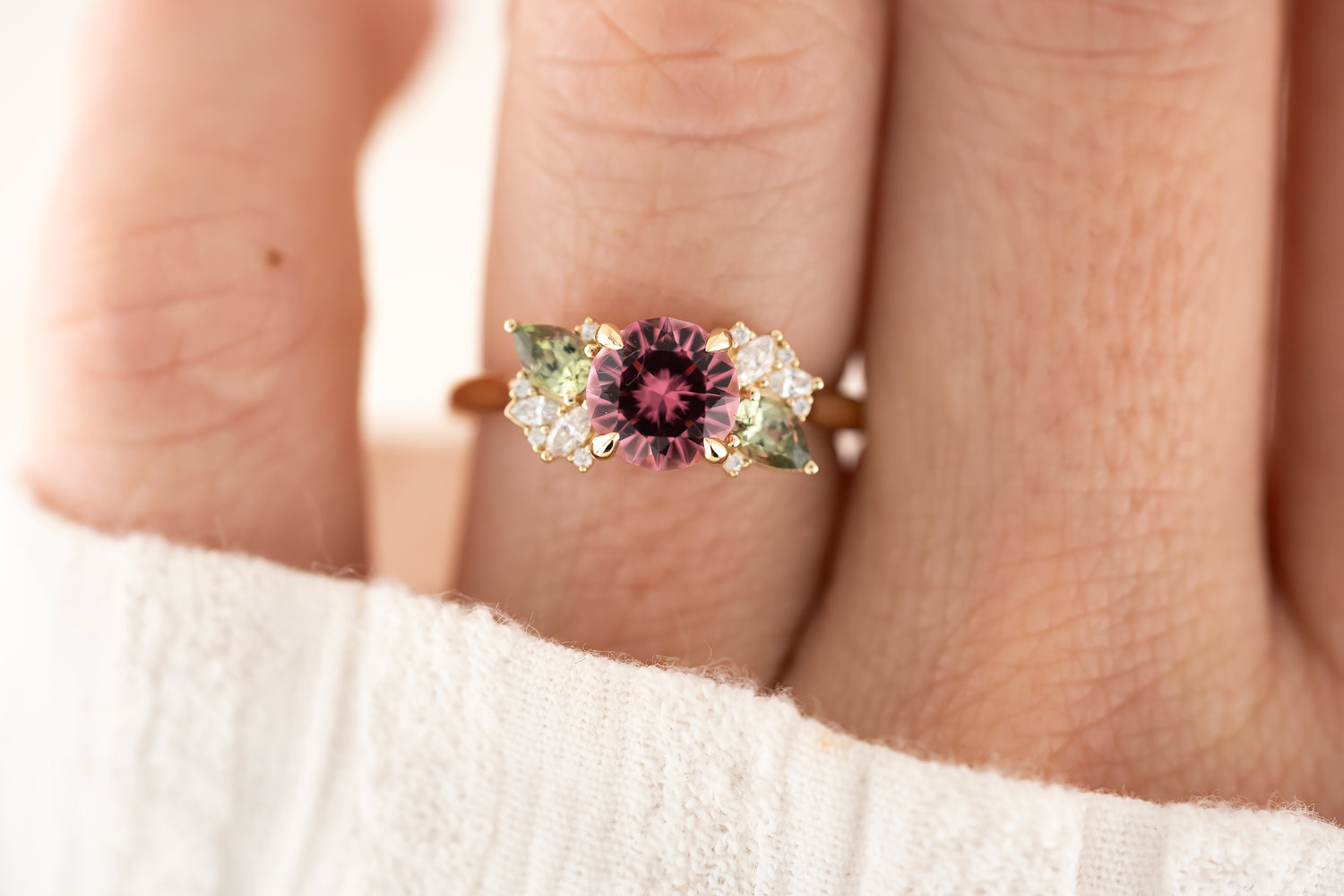 The Fleur Ring - 1.32 CT Round Pink Tourmaline - Lavender Creek Gems