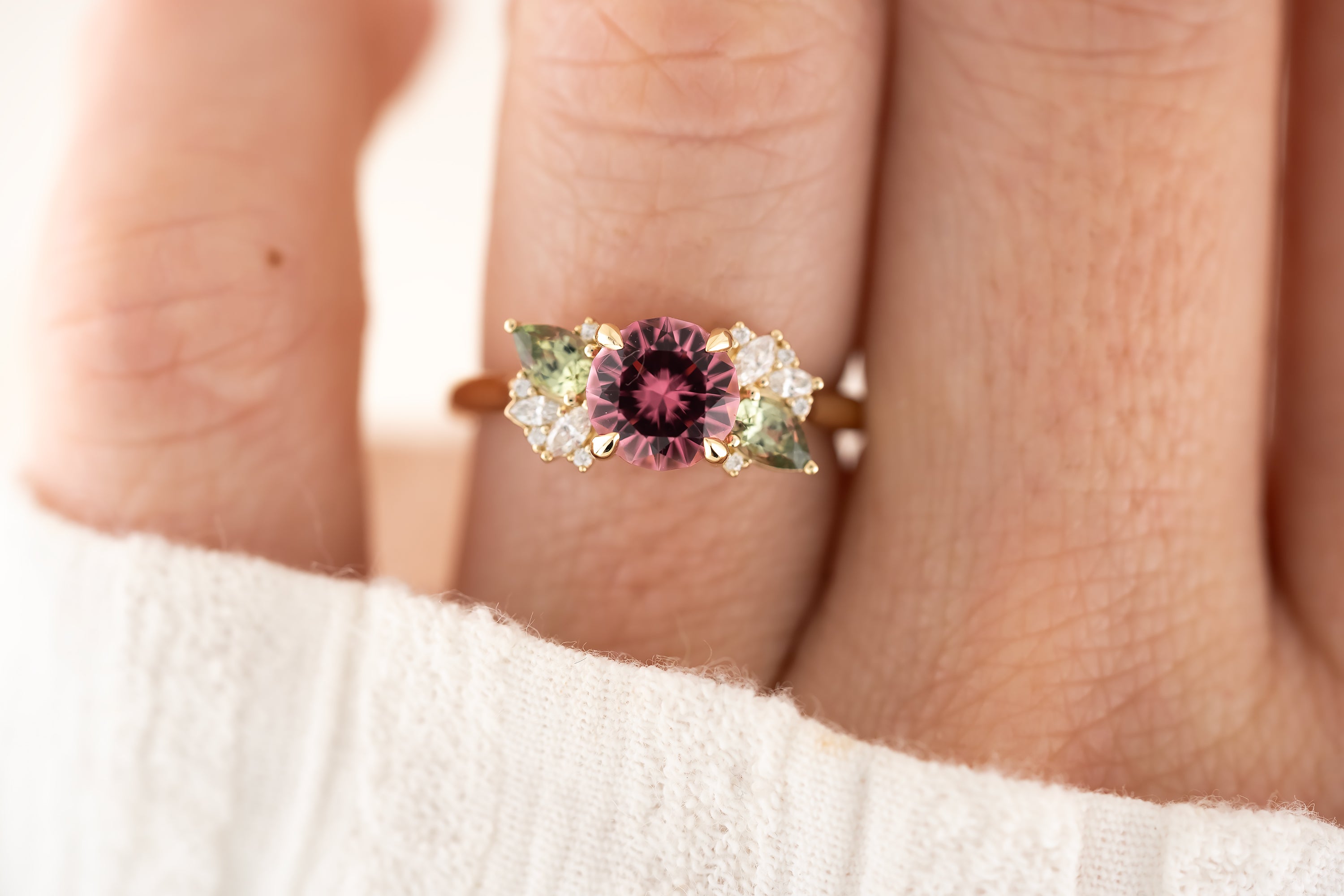 The Fleur Ring - 1.32 CT Round Pink Tourmaline - Lavender Creek Gems