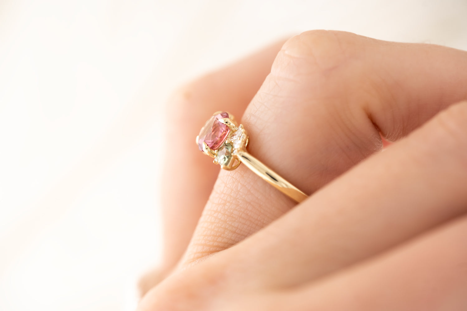 The Fleur Ring - 1.32 CT Round Pink Tourmaline - Lavender Creek Gems