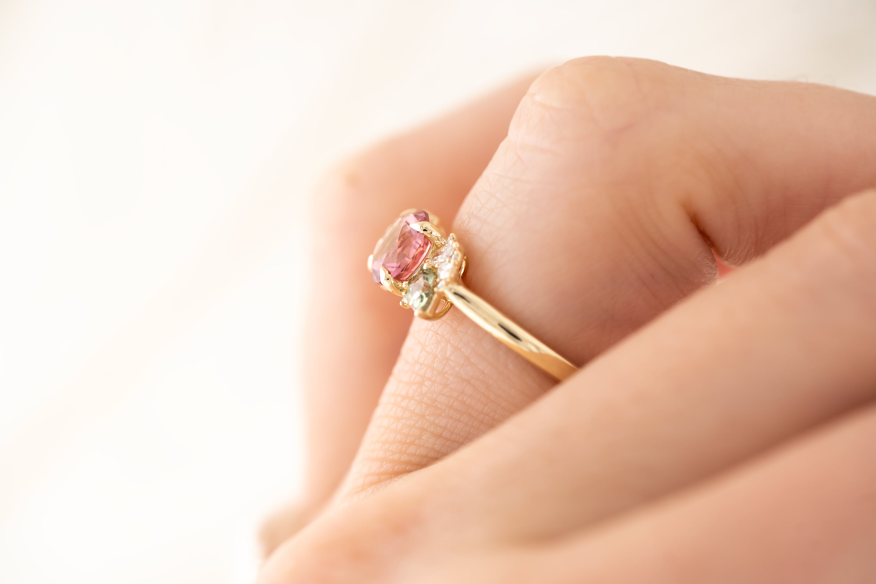 The Fleur Ring - 1.32 CT Round Pink Tourmaline - Lavender Creek Gems