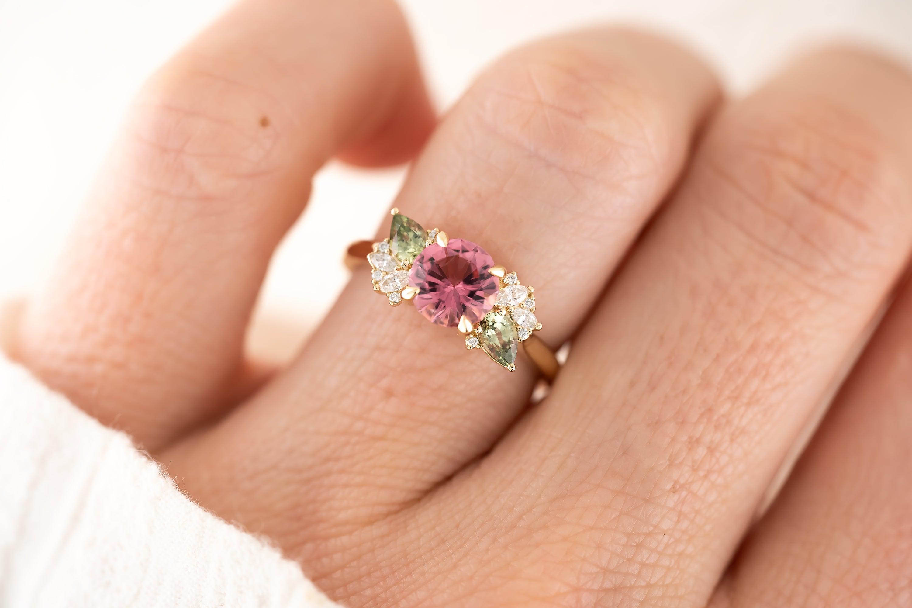 The Fleur Ring - 1.32 CT Round Pink Tourmaline - Lavender Creek Gems