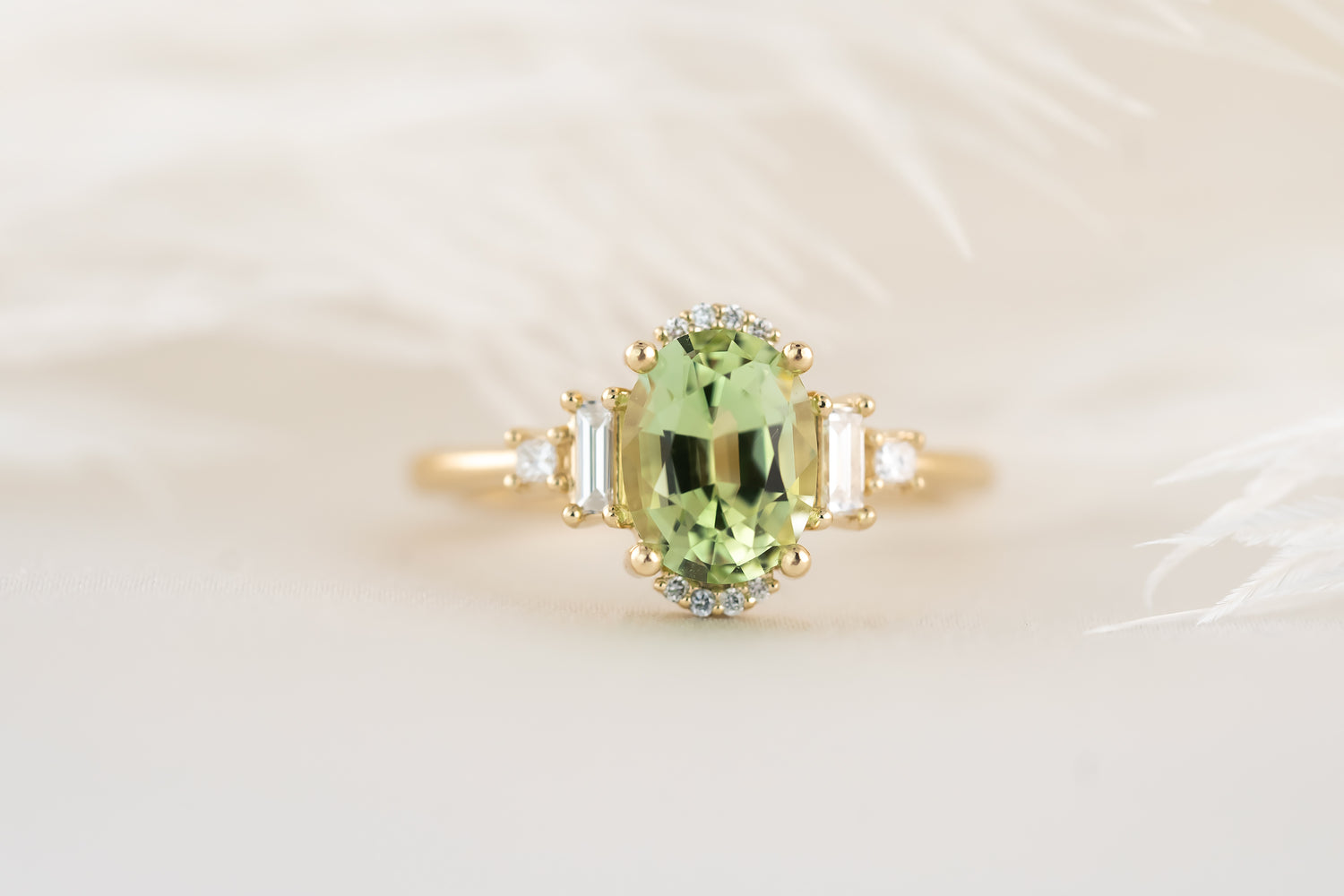The Sura Ring - 1.64 CT Oval Mint Green Tourmaline - Lavender Creek Gems