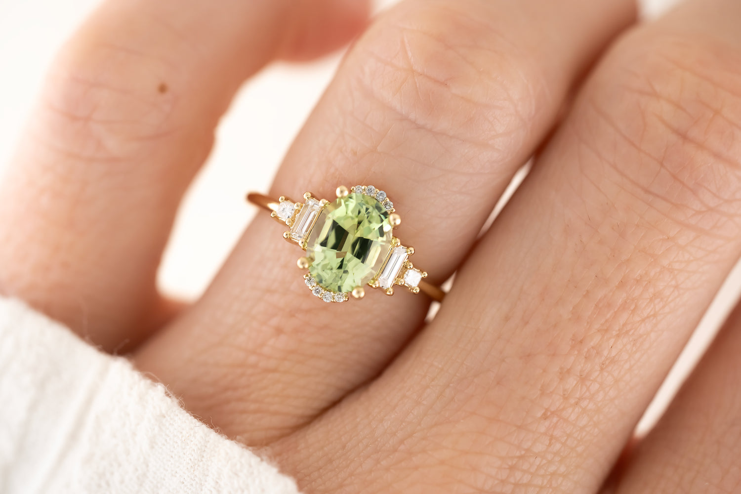 The Sura Ring - 1.64 CT Oval Mint Green Tourmaline - Lavender Creek Gems