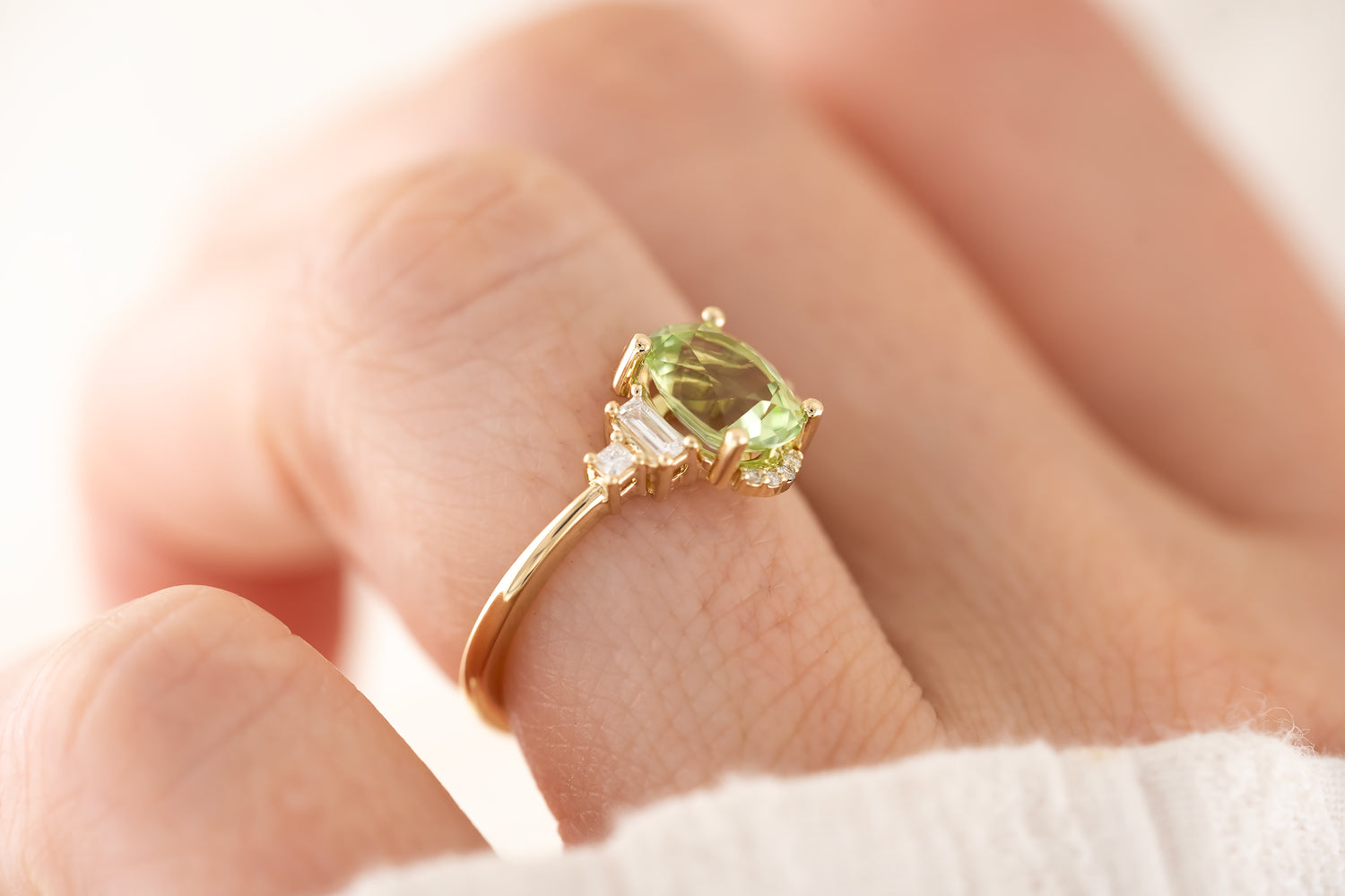 The Sura Ring - 1.64 CT Oval Mint Green Tourmaline - Lavender Creek Gems