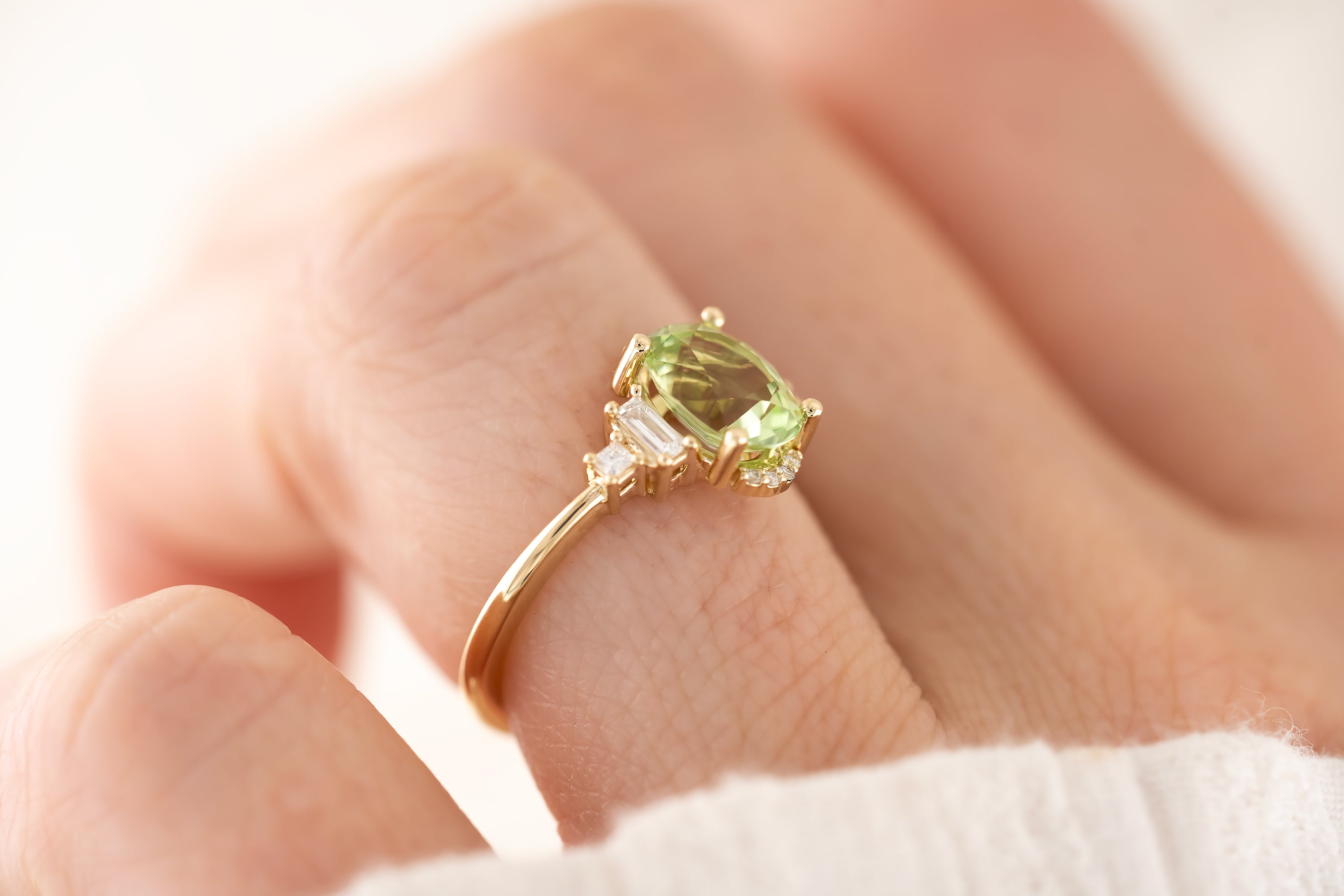 The Sura Ring - 1.64 CT Oval Mint Green Tourmaline - Lavender Creek Gems