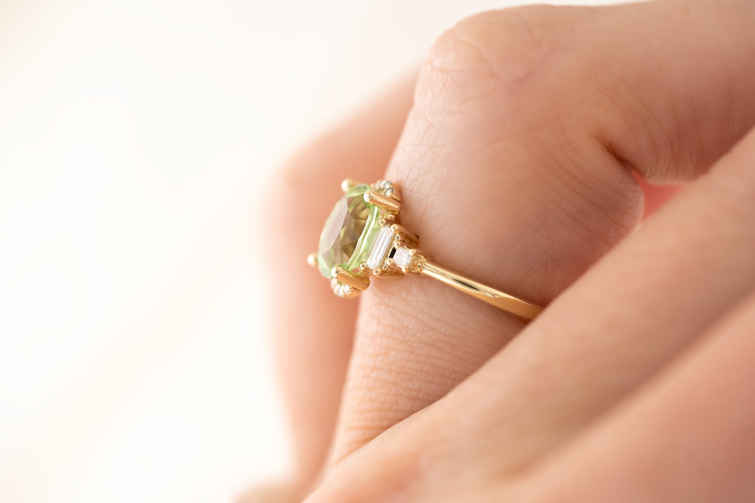 The Sura Ring - 1.64 CT Oval Mint Green Tourmaline - Lavender Creek Gems