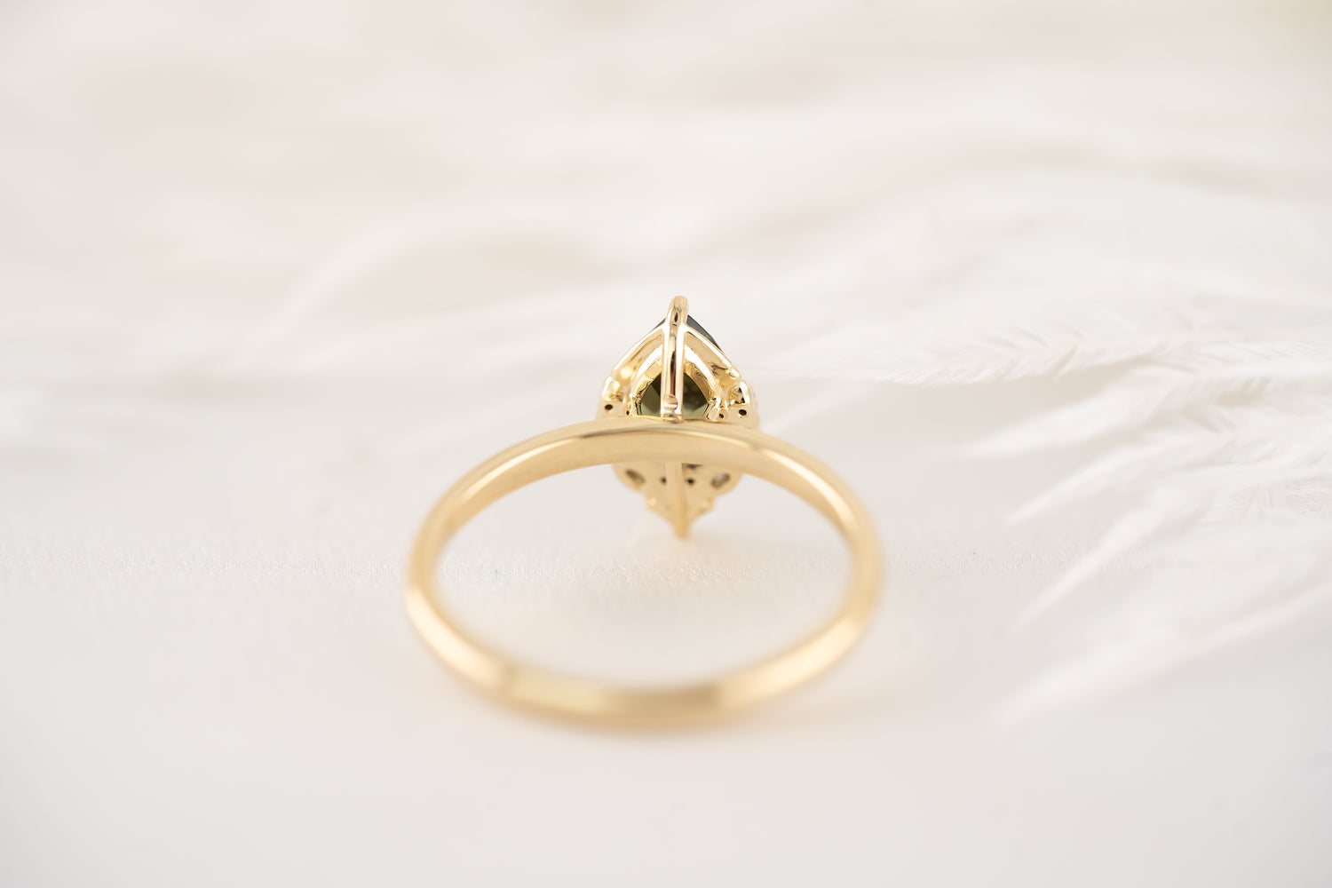 The Charlotte Ring - 0.8 CT Green Pear Sapphire - Lavender Creek Gems