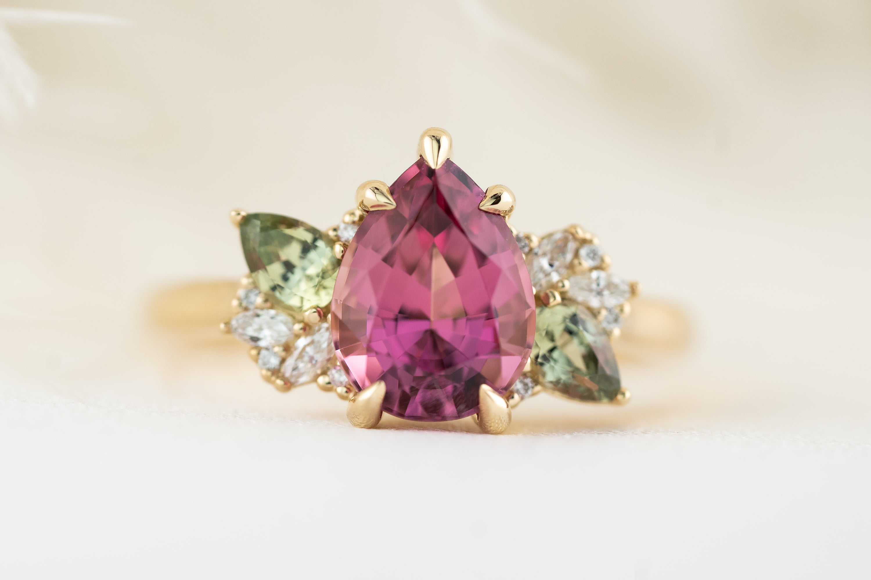 The Fleur Ring | 2.29 CT Pear Rose Tourmaline - Lavender Creek Gems