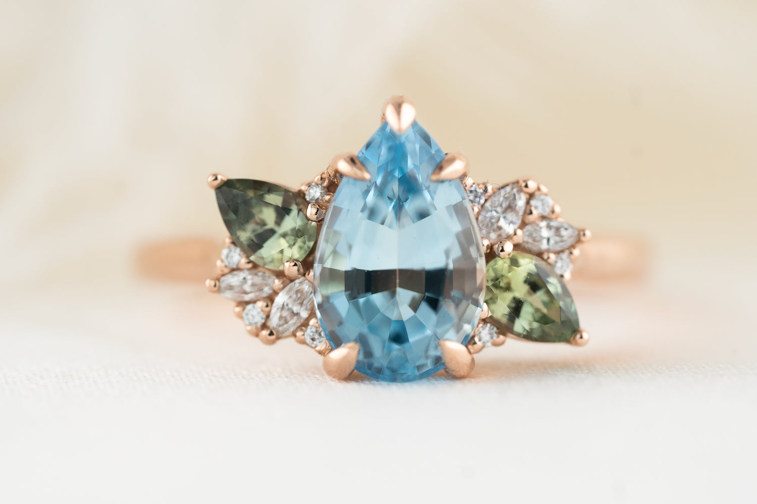 The Fleur Ring | 1.9 CT Pear Aquamarine - Lavender Creek Gems