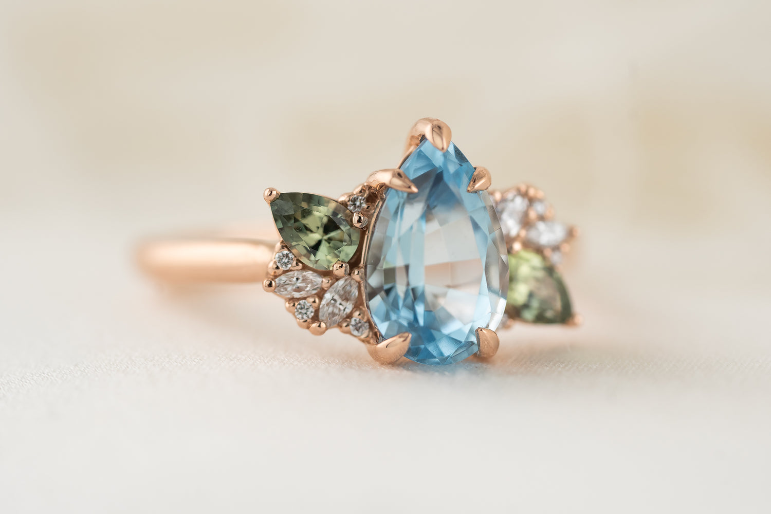 The Fleur Ring | 1.9 CT Pear Aquamarine - Lavender Creek Gems