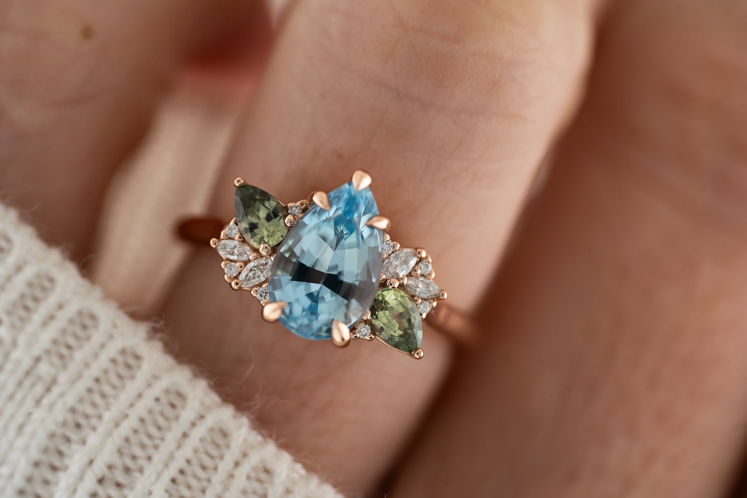 The Fleur Ring | 1.9 CT Pear Aquamarine - Lavender Creek Gems