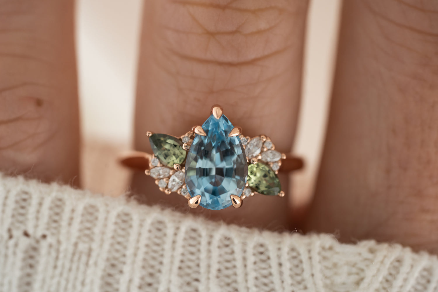 The Fleur Ring | 1.9 CT Pear Aquamarine - Lavender Creek Gems