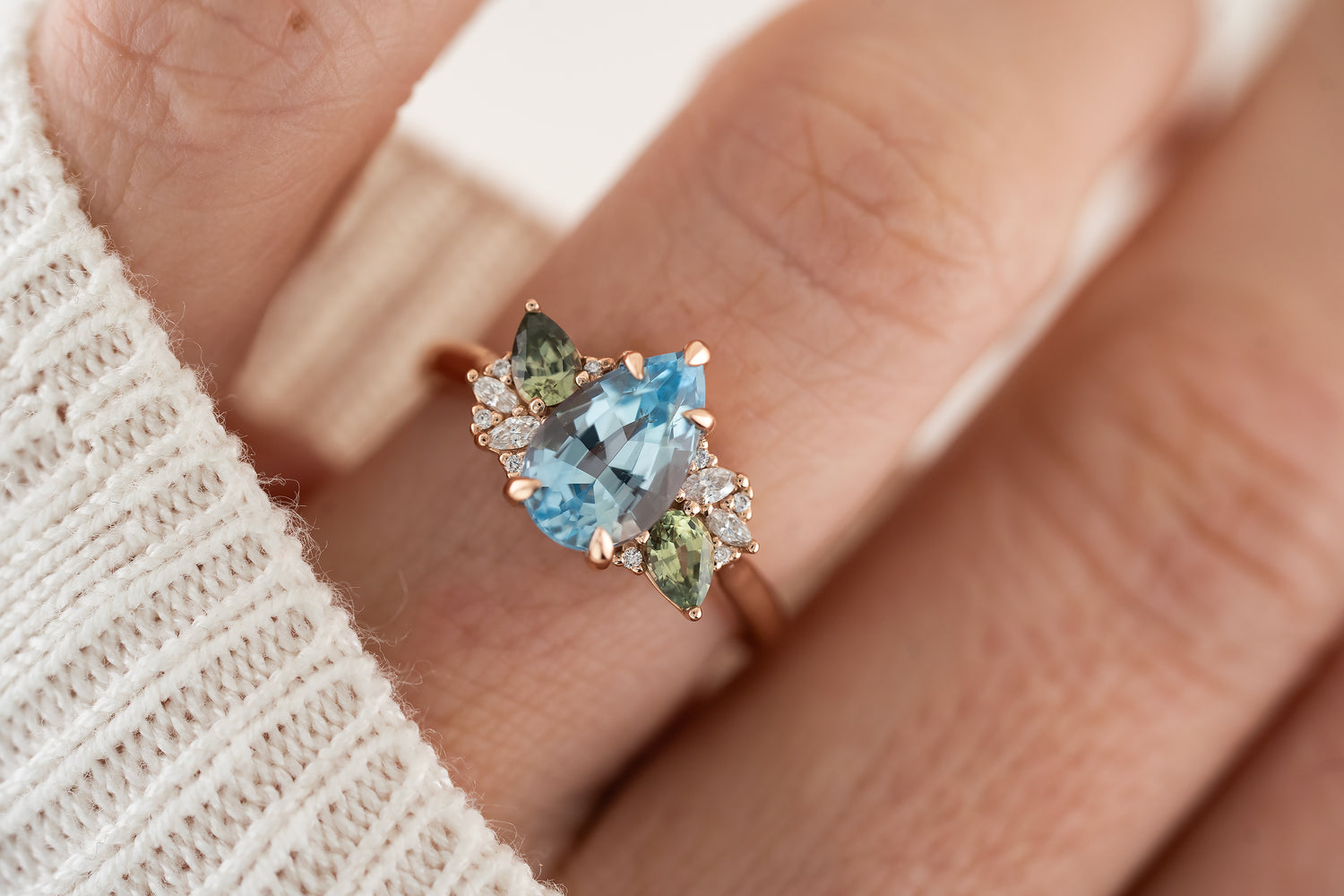 The Fleur Ring | 1.9 CT Pear Aquamarine - Lavender Creek Gems